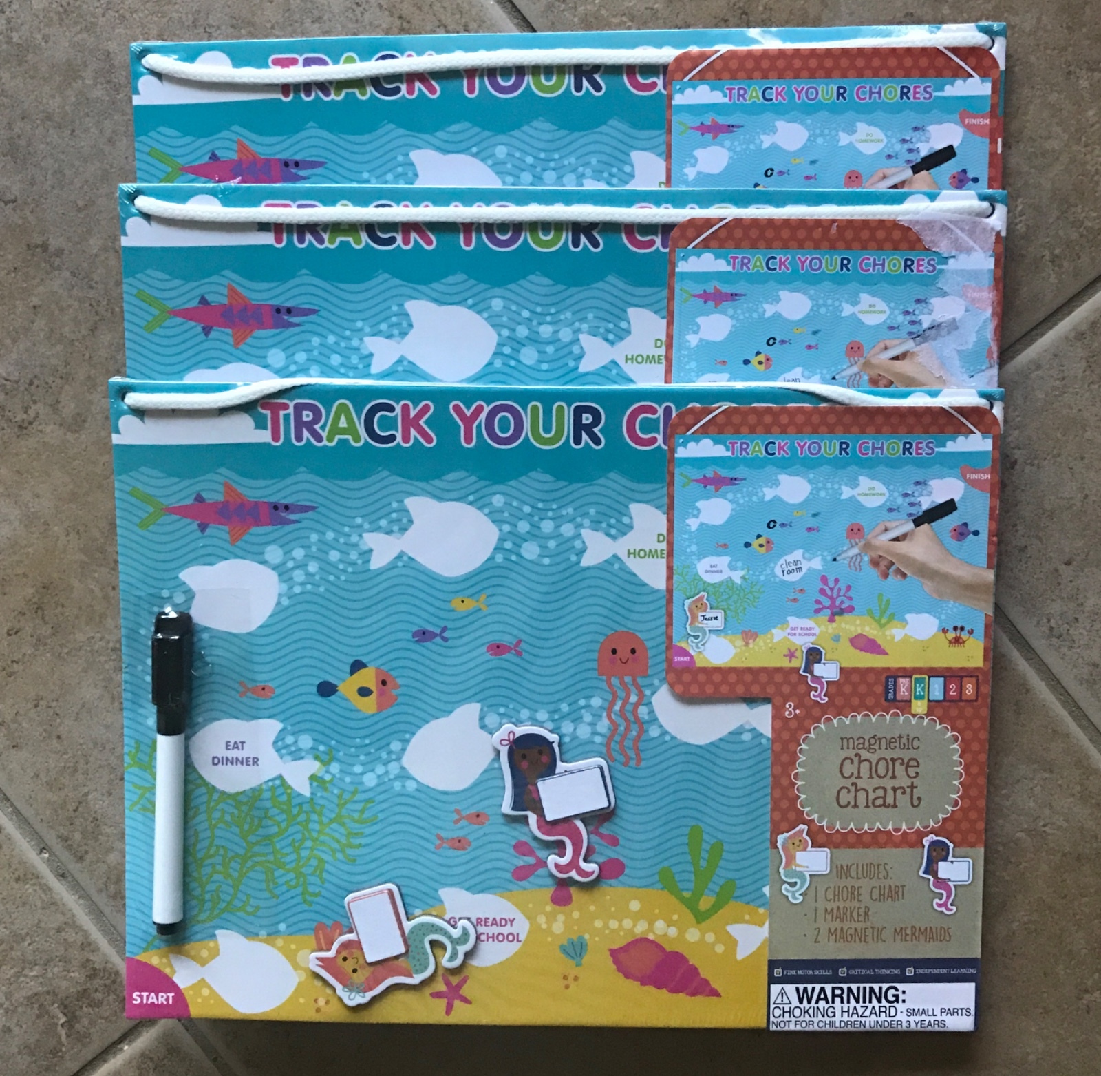 Kids Magnetic Chore Chart Dry Erase Mermaid track your chores (3pc) kindergarten