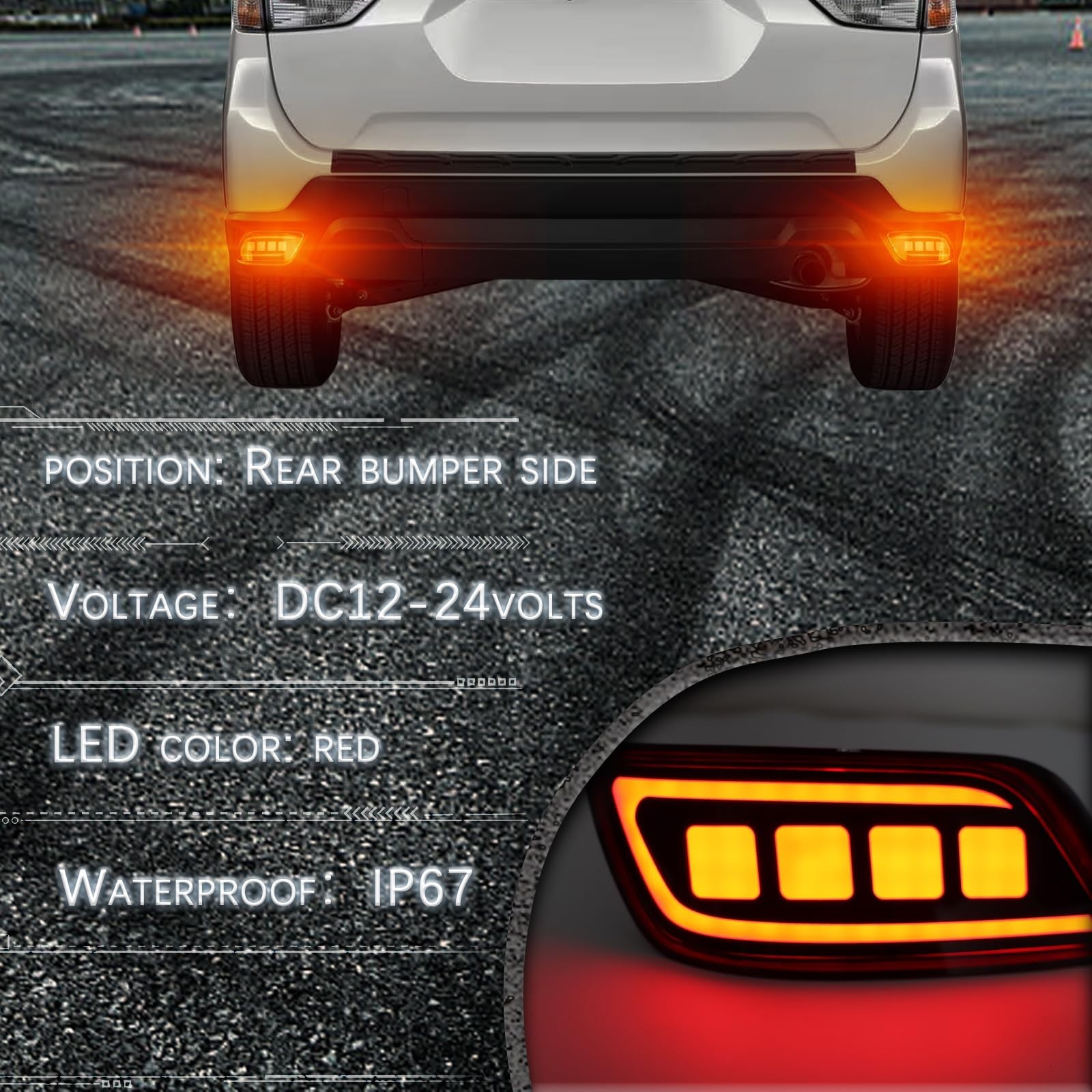 Full Lens LED Rear Reflector Bumper Fog Light Assembly kit for Subaru Foreste…
