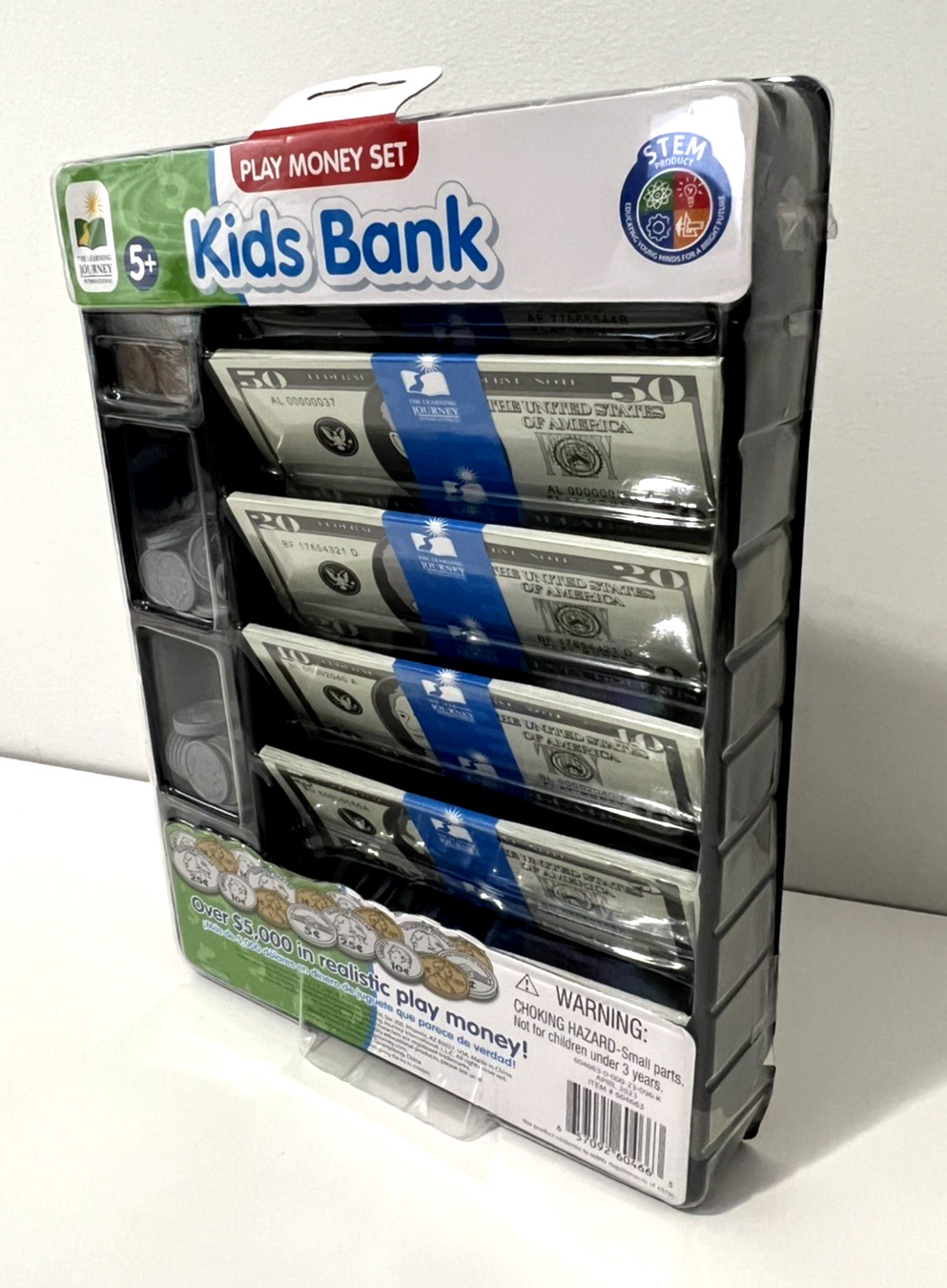KIDS BANK PLAY MONEY SET EDUCATIONAL STEM COUNTING TOY BY THE LEARNING JOURNEY!!