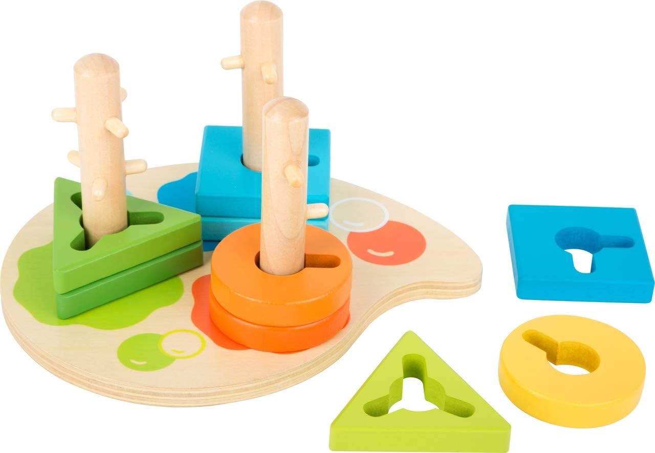 Small Foot 11190 Motor skills Shapes and Colours made of wood, plug-in game with
