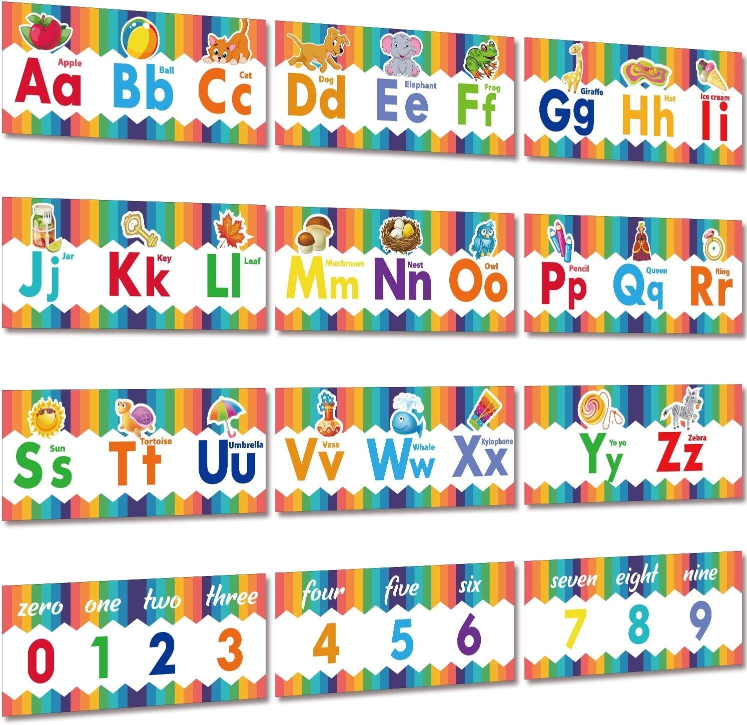 Colorful Animal-Themed Alphabet & Numbers Posters for Nursery Classroom Decor