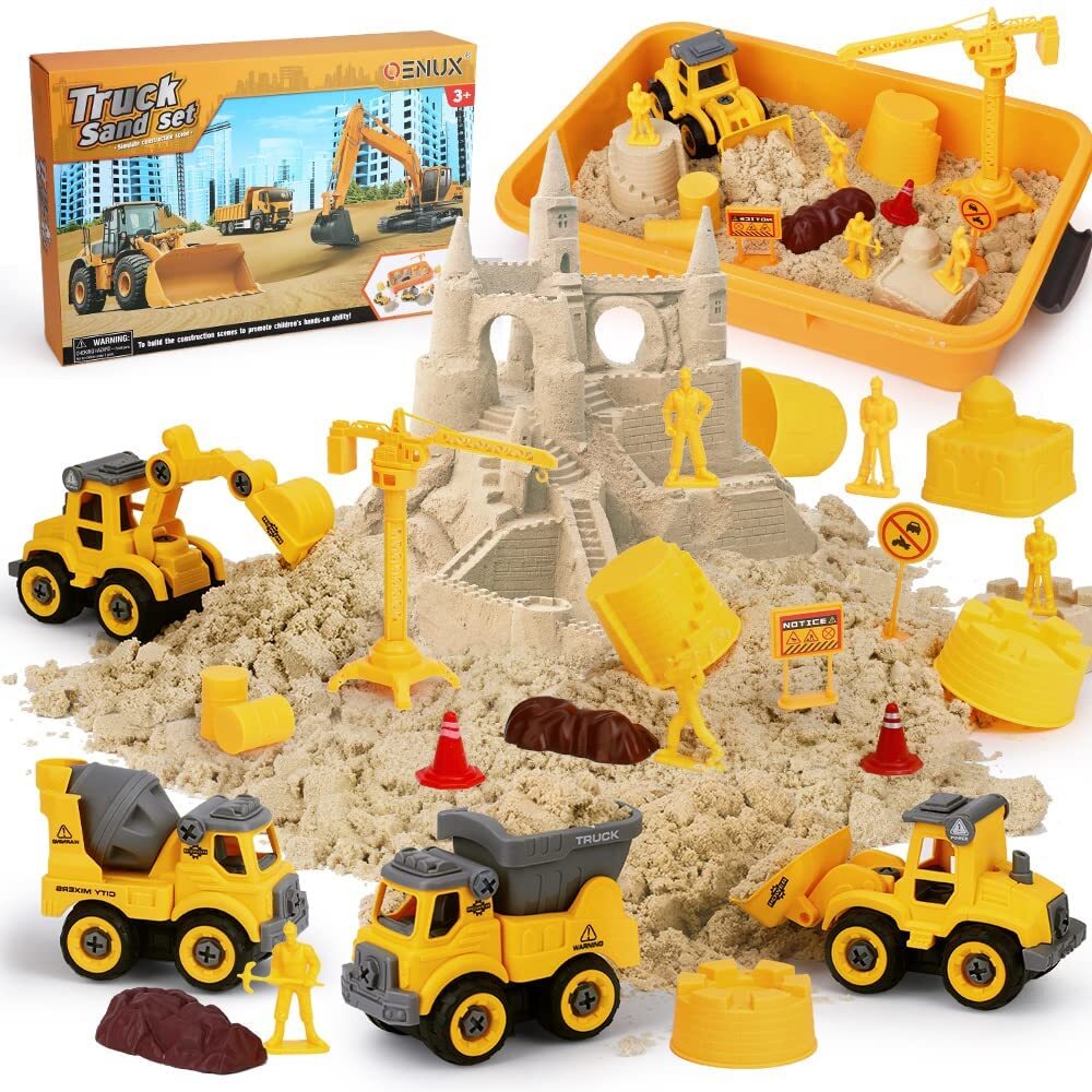 Play Sand Construction Set, Beach Building Castle Kit w/ 2.2lbs Magnetic Sand…