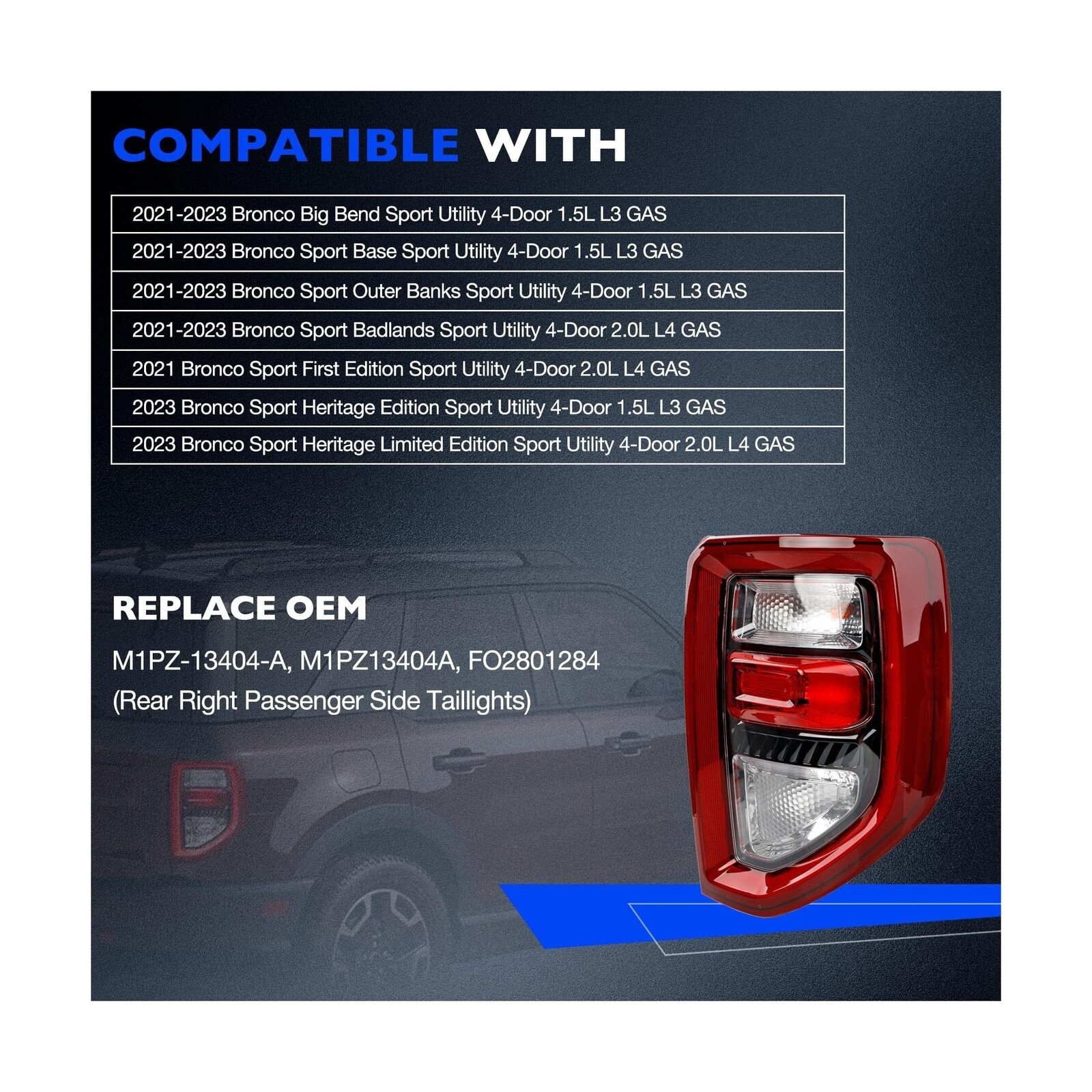 Tail Lights Compatible with 2021 2022 2023 Ford Bronco Sport – Taillights Ass…