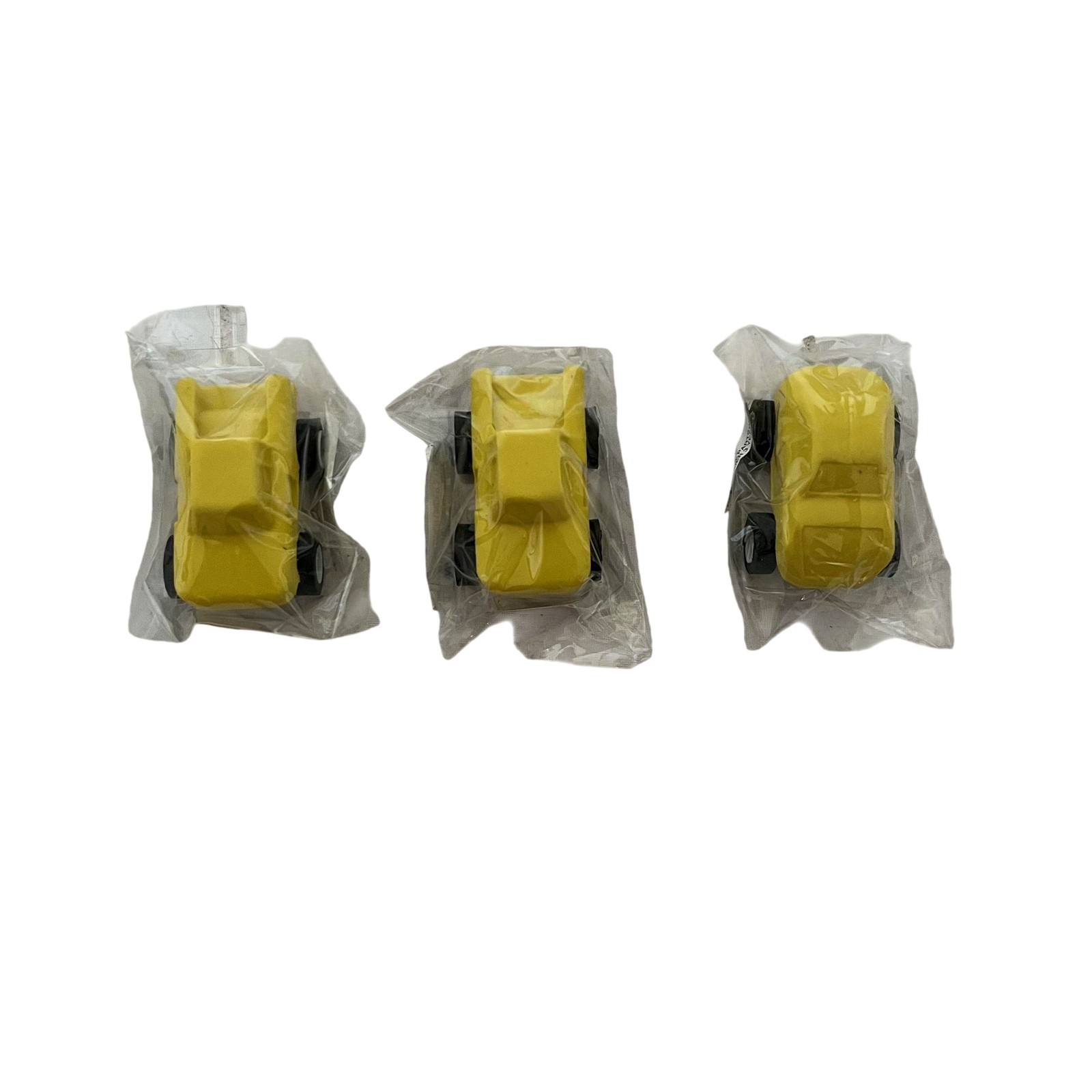 Lot of 3 Vintage Yellow Race Car Shaped Novelty Erasers New Party Kid School Set