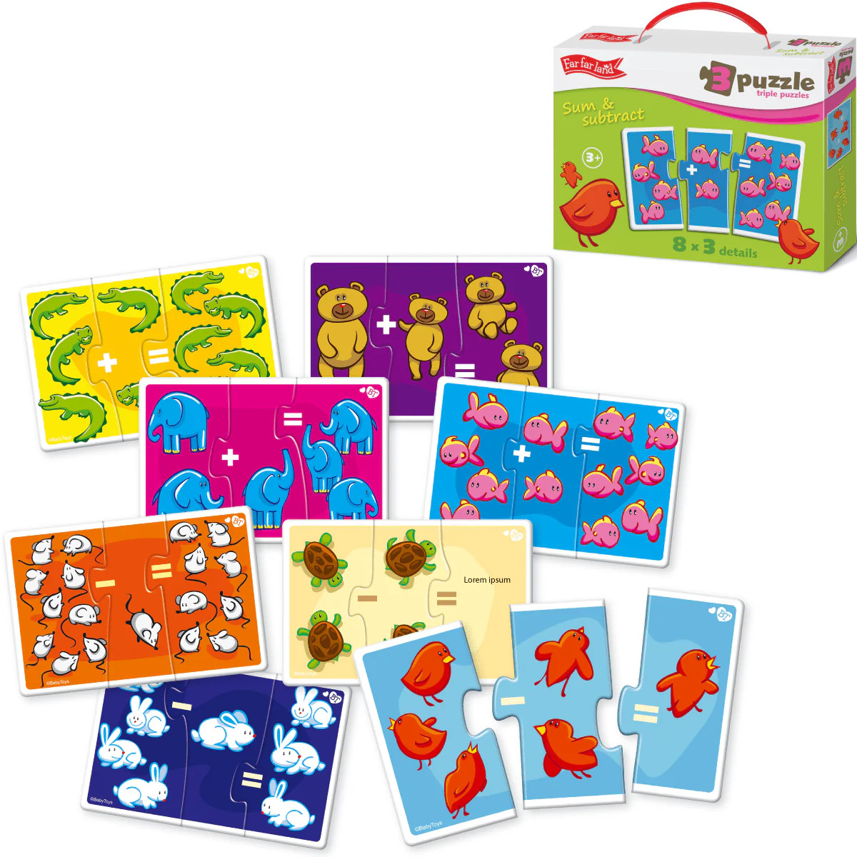 Triple Puzzles Sum and Subtract for Toddlers Age 3+ Years 8×3 Details