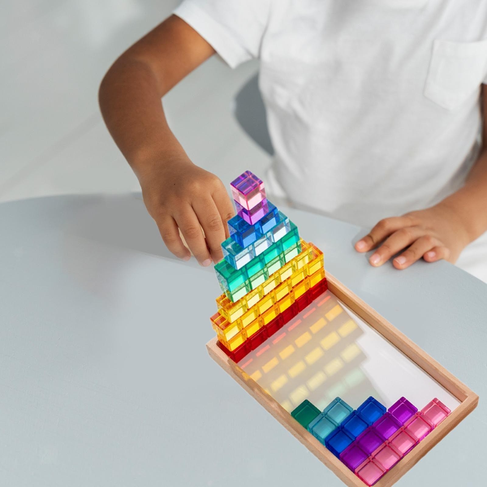 Rainbow Building Blocks Set Stacking Toy Smooth Color Perception Fine Motor
