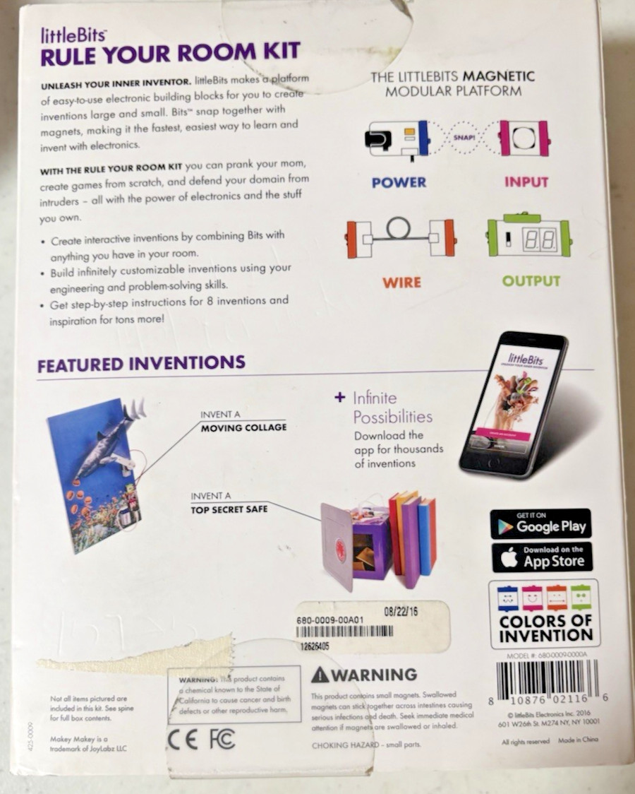 LittleBits RULE YOUR ROOM KIT Educational Learning Electro Build Block Untested