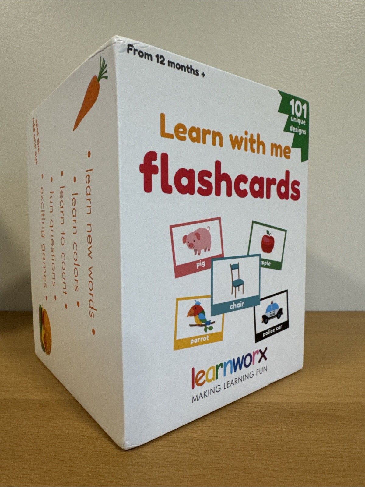 Learnworx Learn With Me Flashcards 12 Months+ 101 Double-Sided Cards Toddler