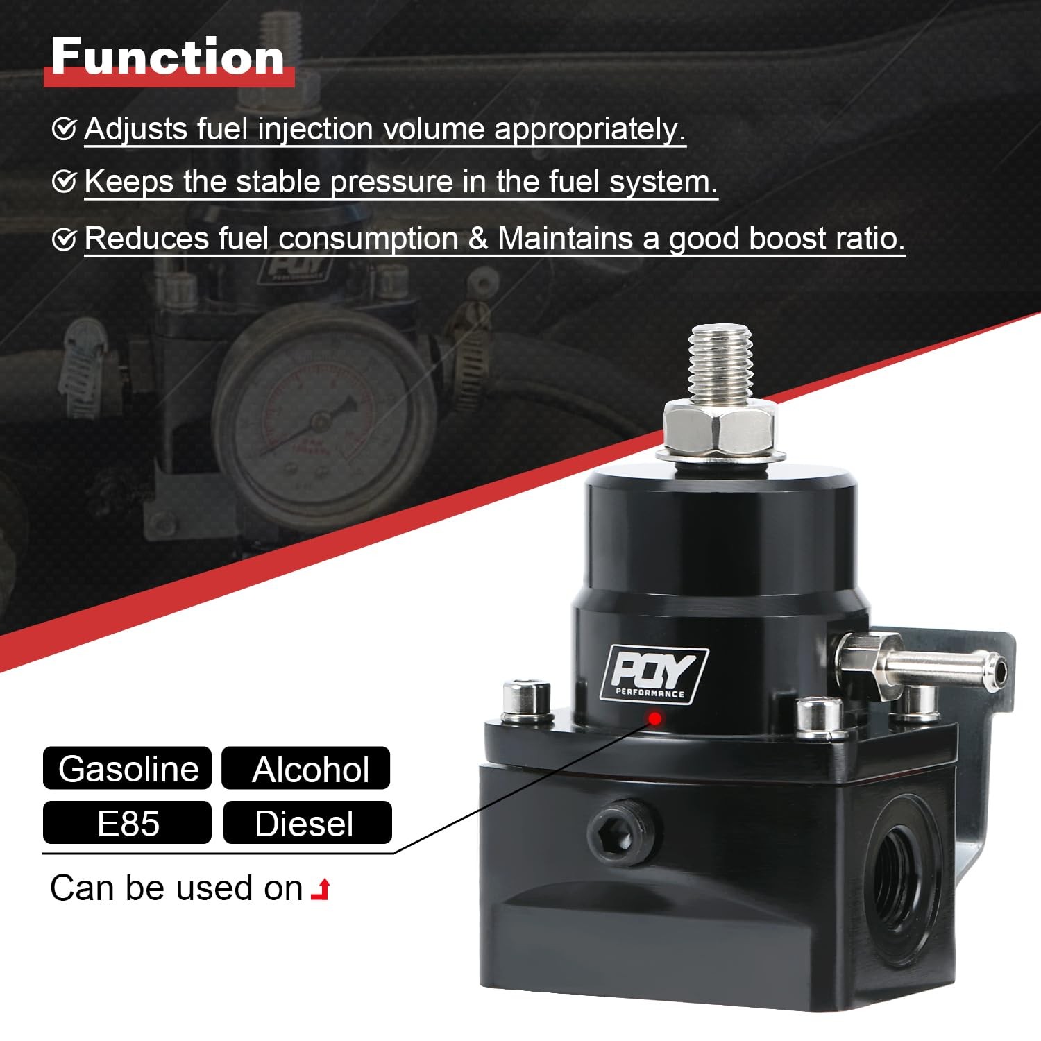 Adjustable Fuel Pressure Regulator Kit 3-70PSI With 6AN Return and 6AN feed Port