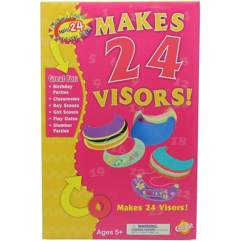Colossal Craft Packs, Soft Foam Visors, Pack of 24 Assorted Colored Visors