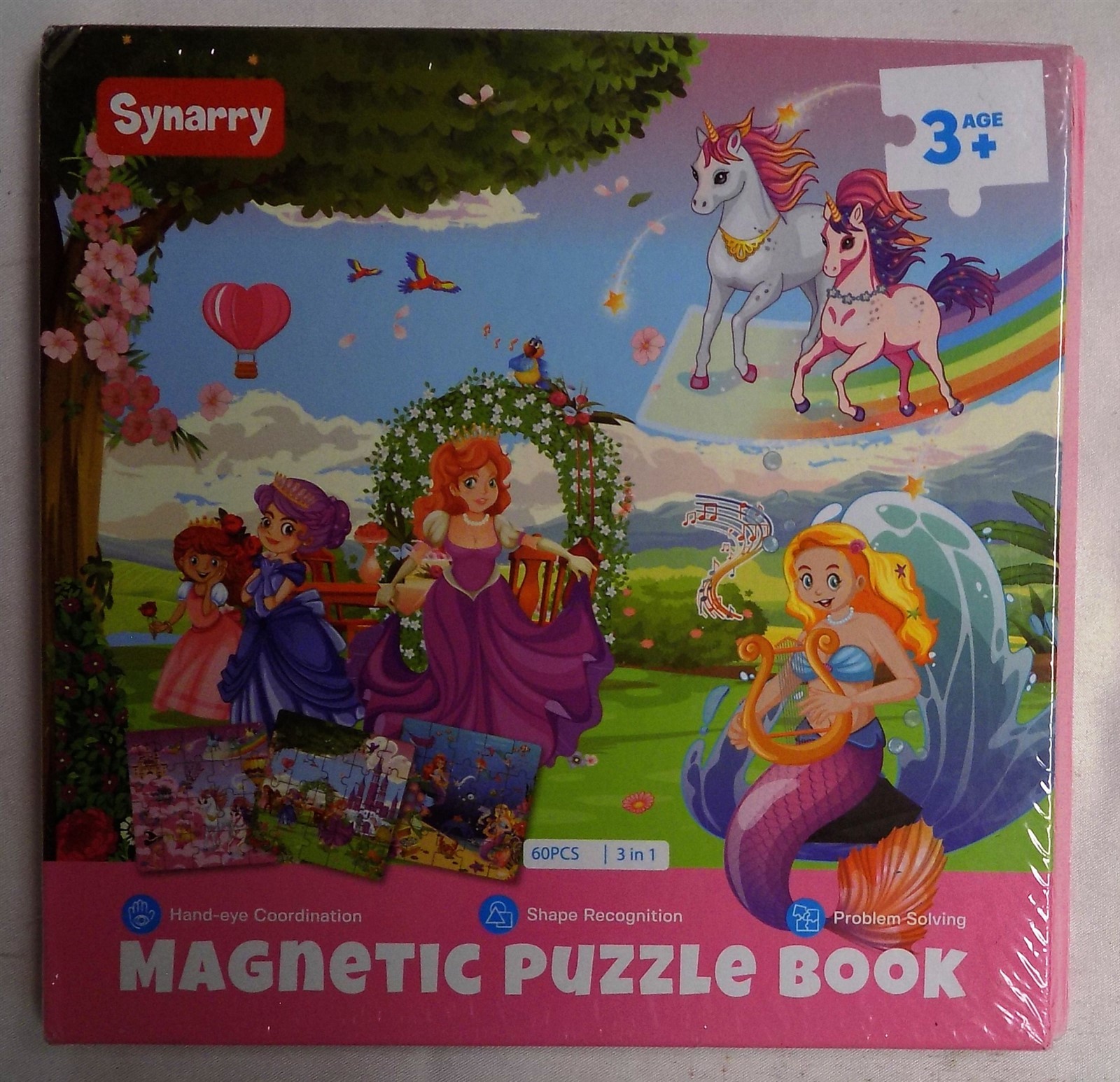 LOT OF 2 SYNARRY Magnetic Puzzle Book 60 PCS 3 in 1 Each Puzzle