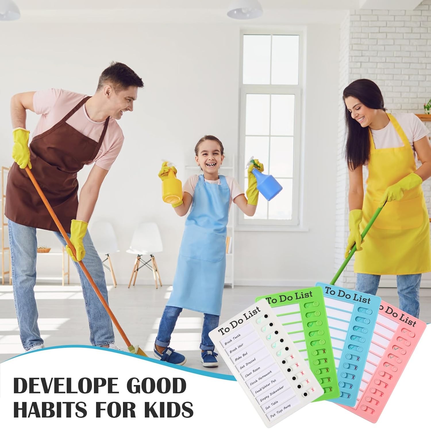Chore Chart for Kids Daily Sliding Task Board Checklist Visual Schedule 4pk