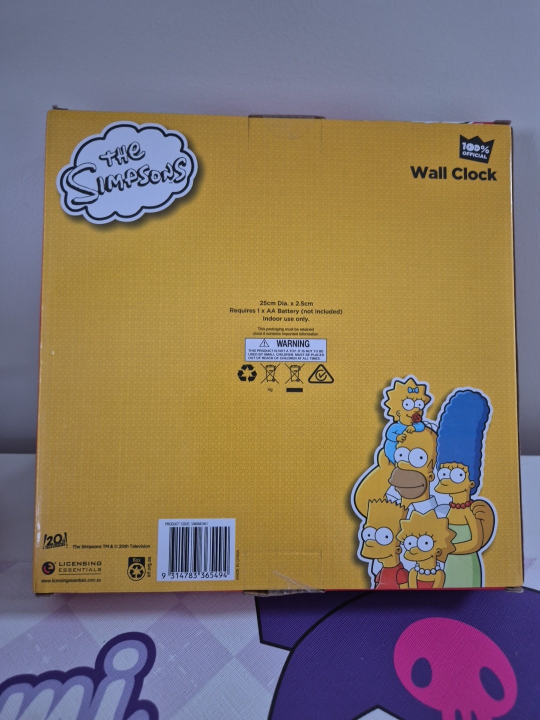 BRAND NEW Officially Licensed THE SIMPSONS 25cm Round Wall Clock Bedroom Decor