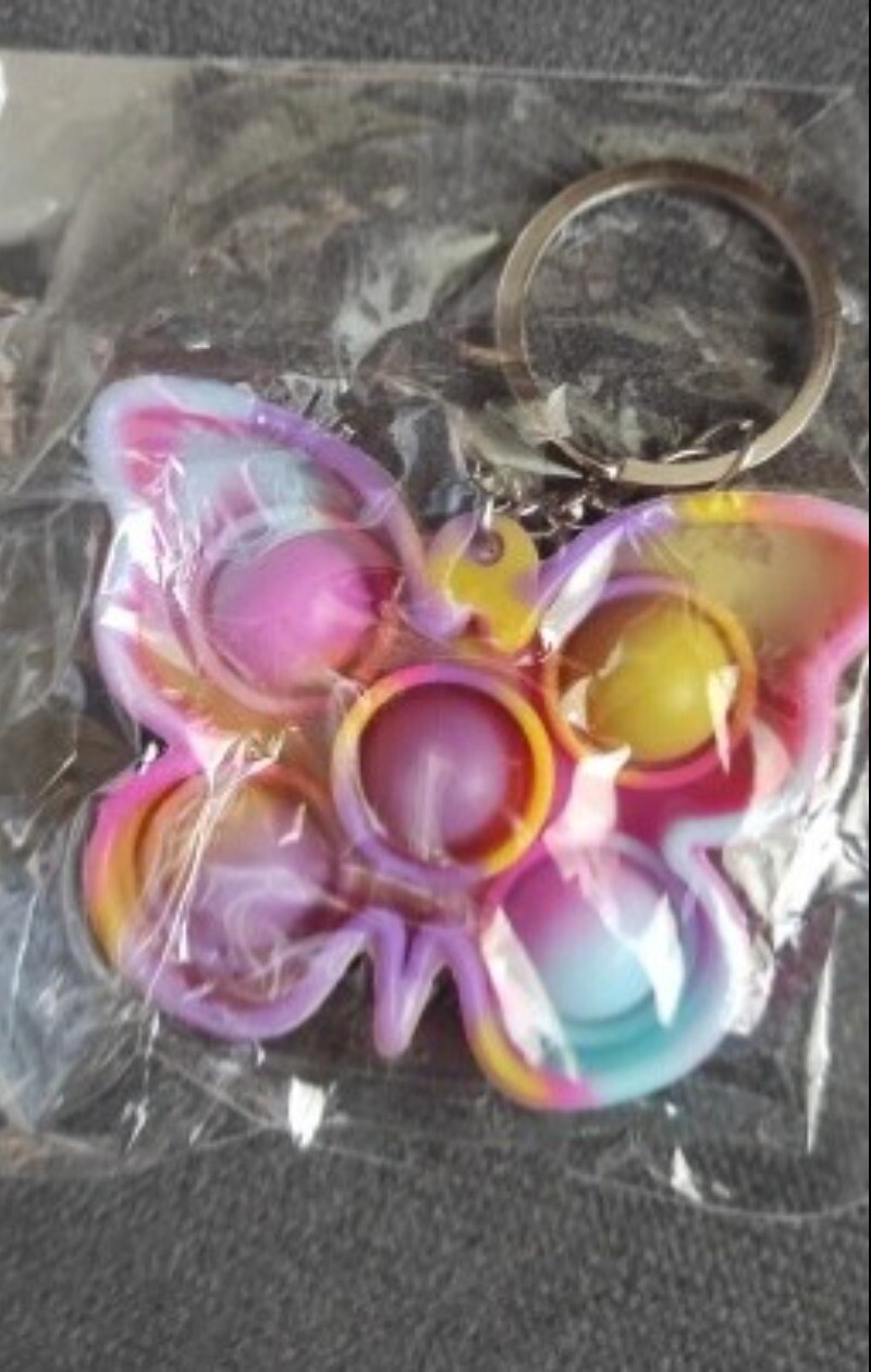 New Mini Keychain Butterfly Push Pop It Bubble Fidget Sensory Toy Stress Relief