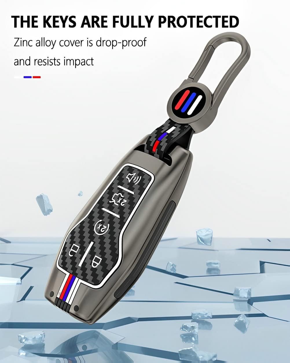 for Ford Key Fob Cover Metal Case for Mustang Explorer Fusion F150 Edge Linco…