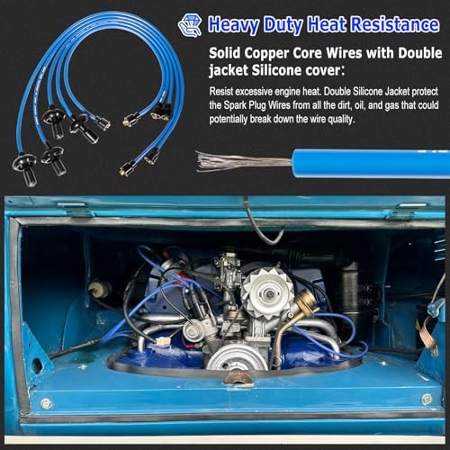 7mm Blue Silicone Ignition Plug Wires Set, 00-9407-0 Spark Plug Wire Set for VW