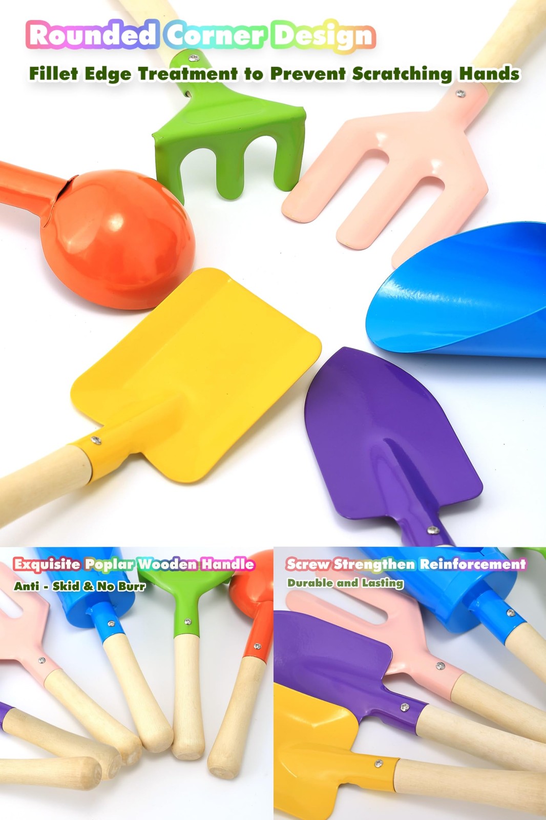 6 PCS 8″ Kids Gardening Tools, Standard, Standard Multicolor Tools