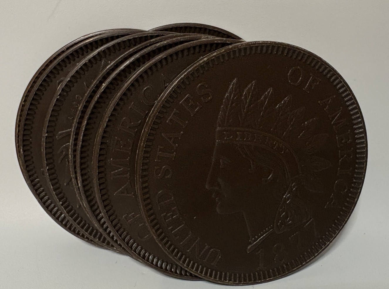 3″ 1877 Indian Head Penny Plastic Play Money Cent Lot Of 8