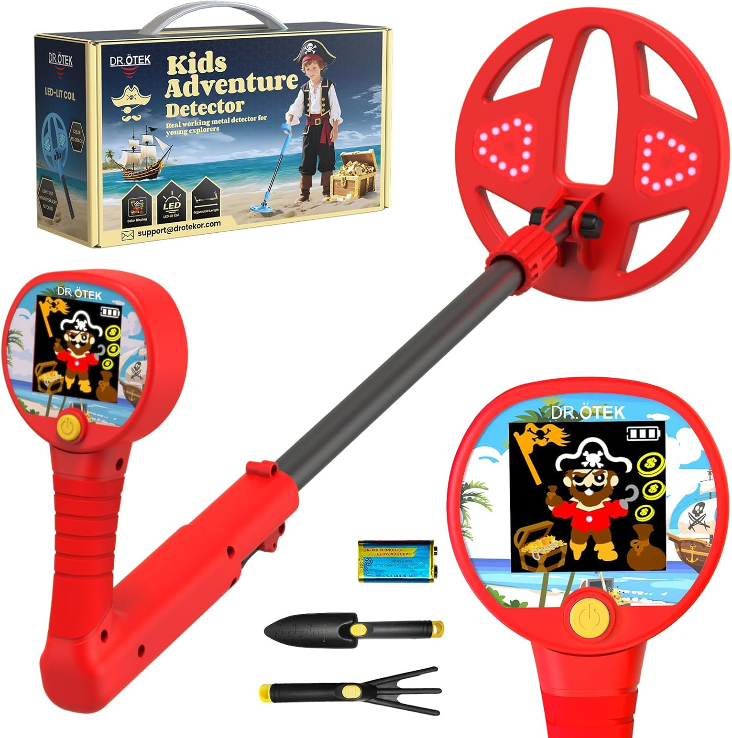 Children Metal Detector LCD Display LED Light Coil Adjustable Outdoor Toy
