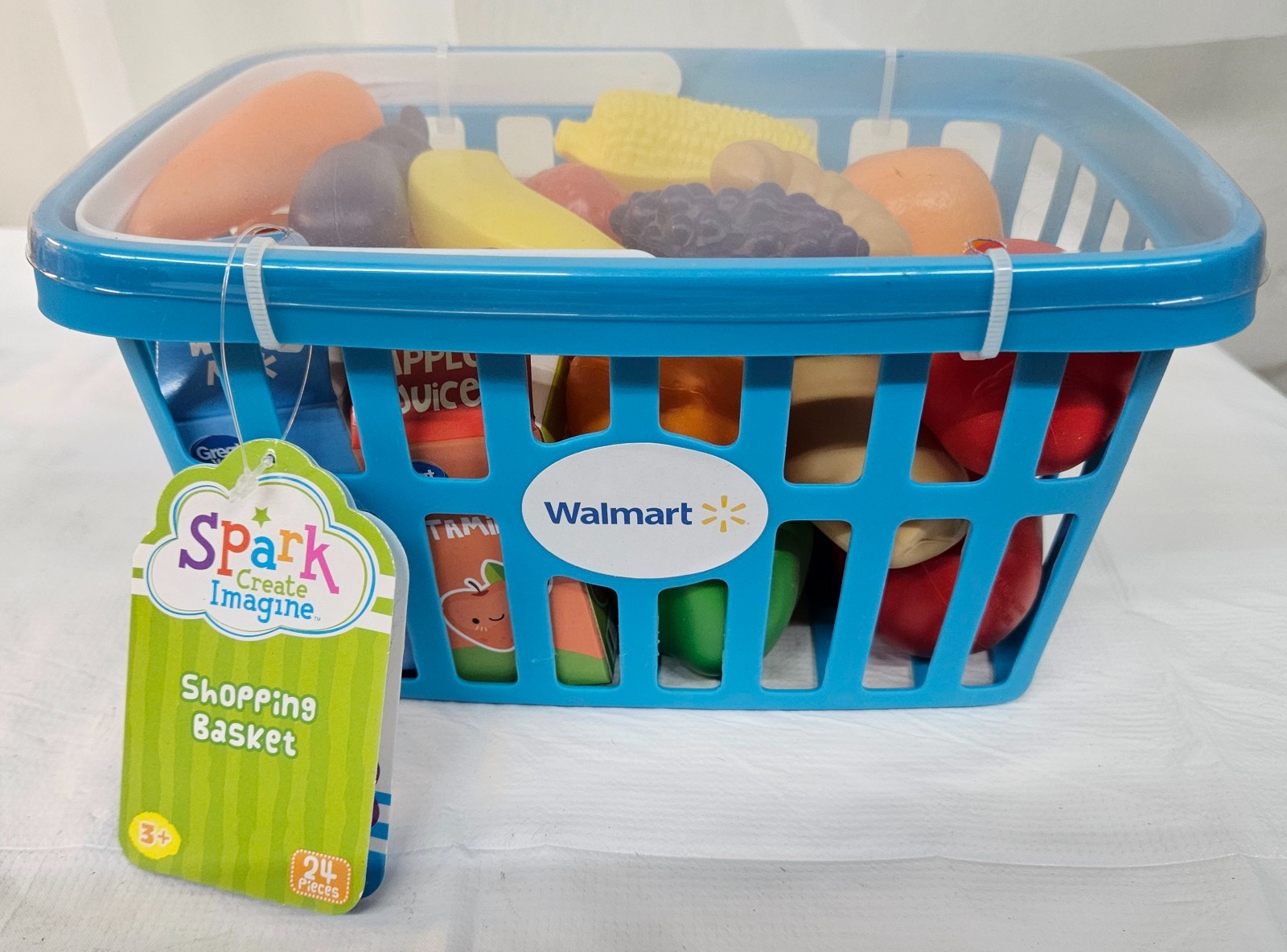 NIP SPARK Create Imagine 24 Piece Blue WALMART Shopping Grocery Basket Toys