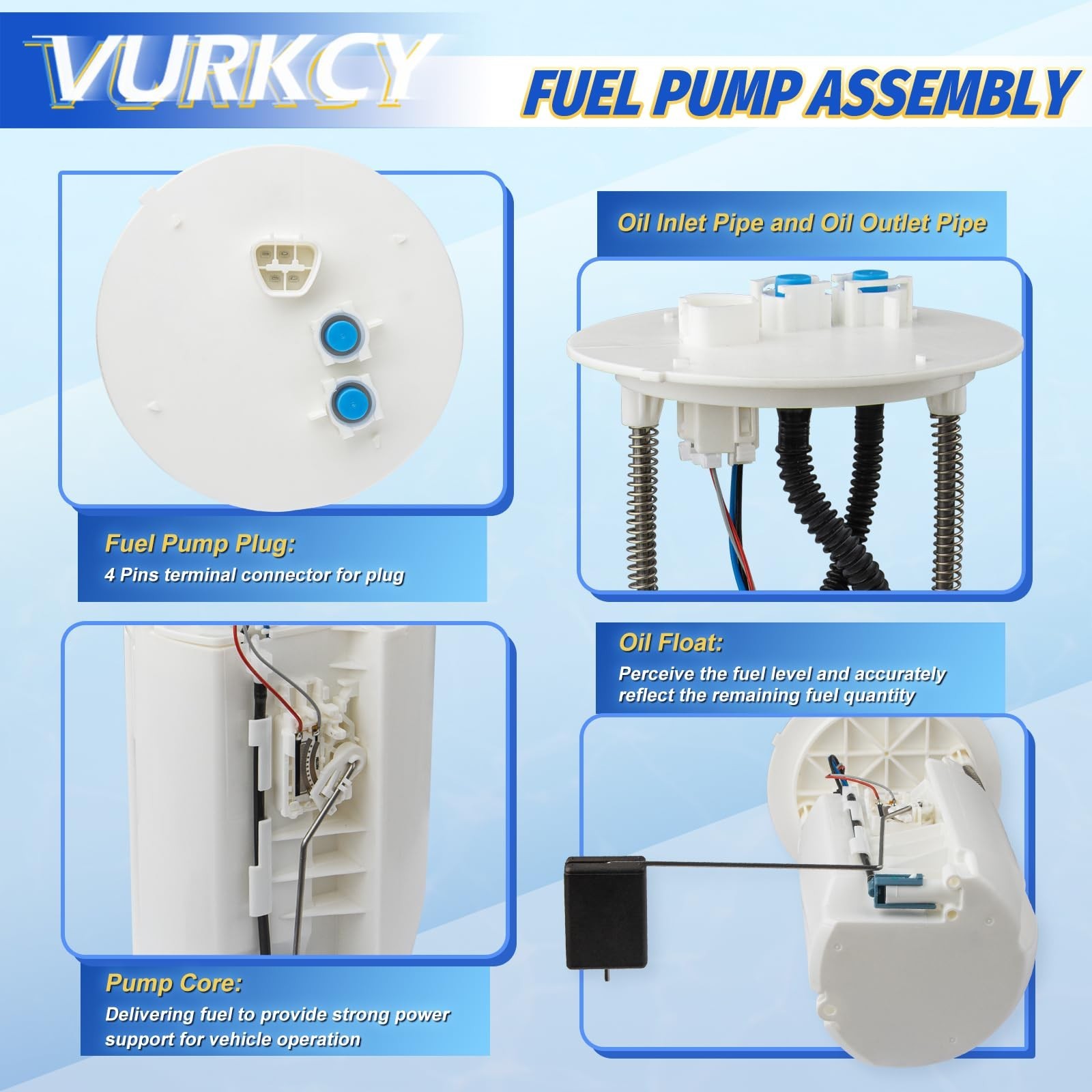 Vurkcy Electric Fuel Pump Module Assembly with Sending Unit Compatible with 2…
