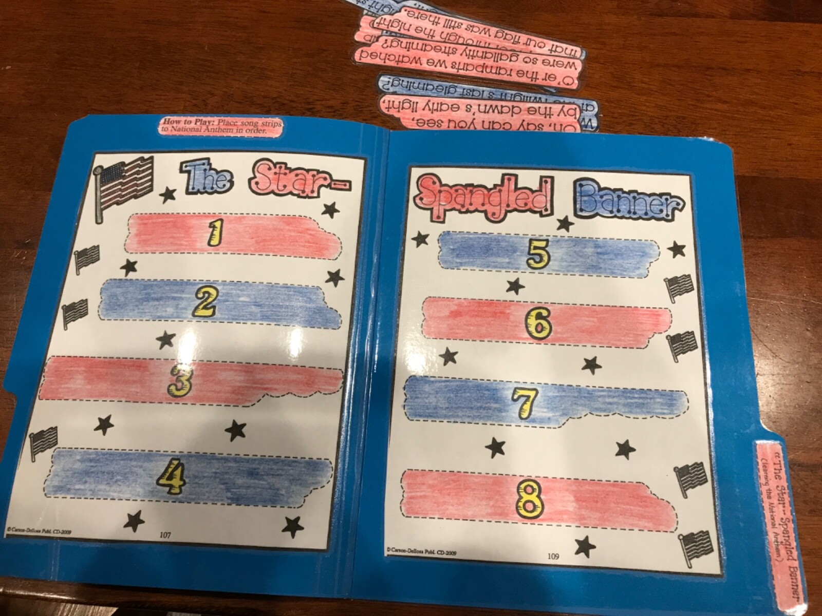 The Star Spangled Banner! Social Studies grades k-4 file folder game