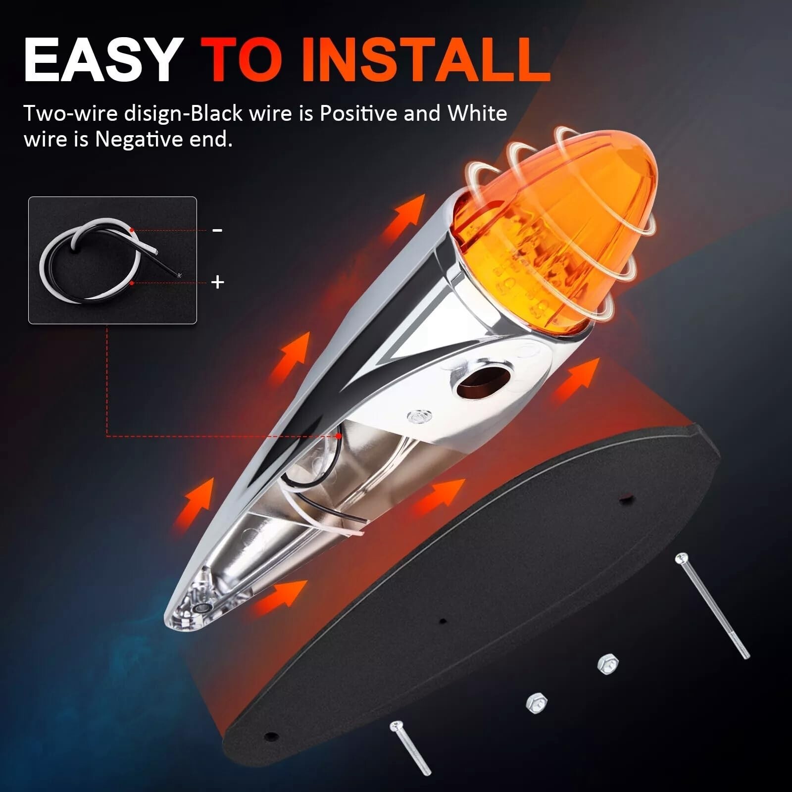 5Pcs Cab Marker Roof Running Amber Torpedo Top Lights Assembly Super Bright L…