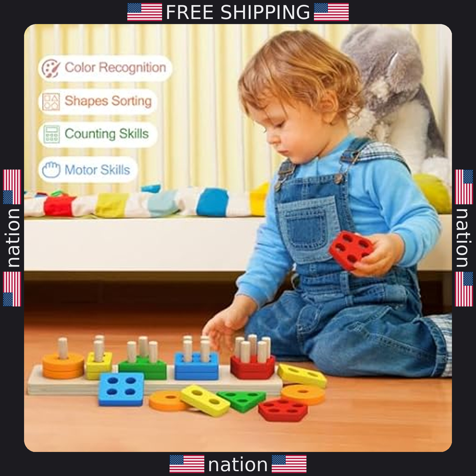 PEBIRA Montessori Sorting & Stacking Toys – Fun Educational Gift for Toddlers