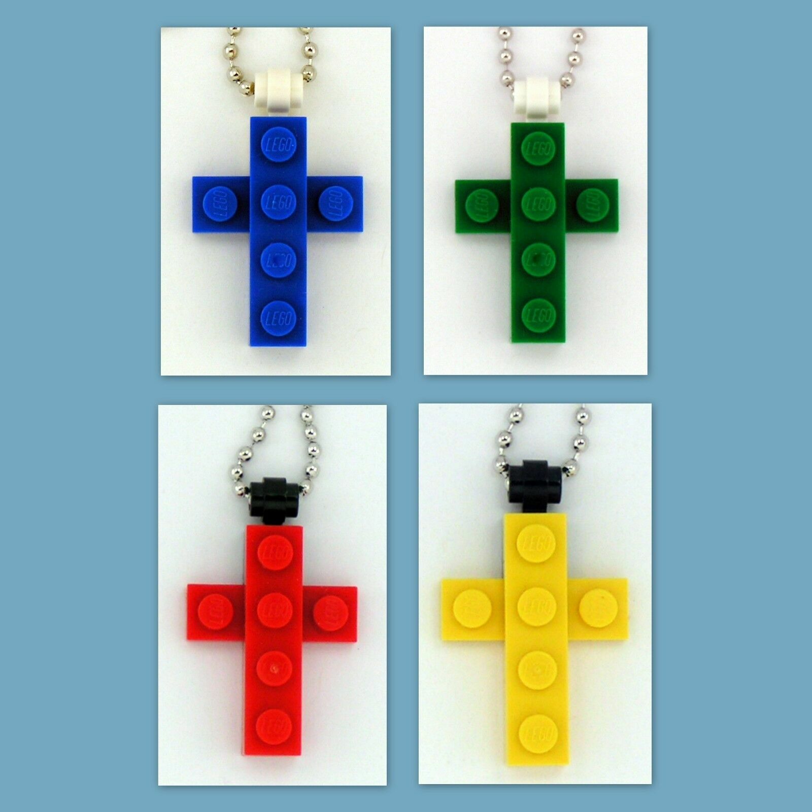 Lot of 48 Necklace w/ Custom Mini Cross Pendant made with new LEGO elements
