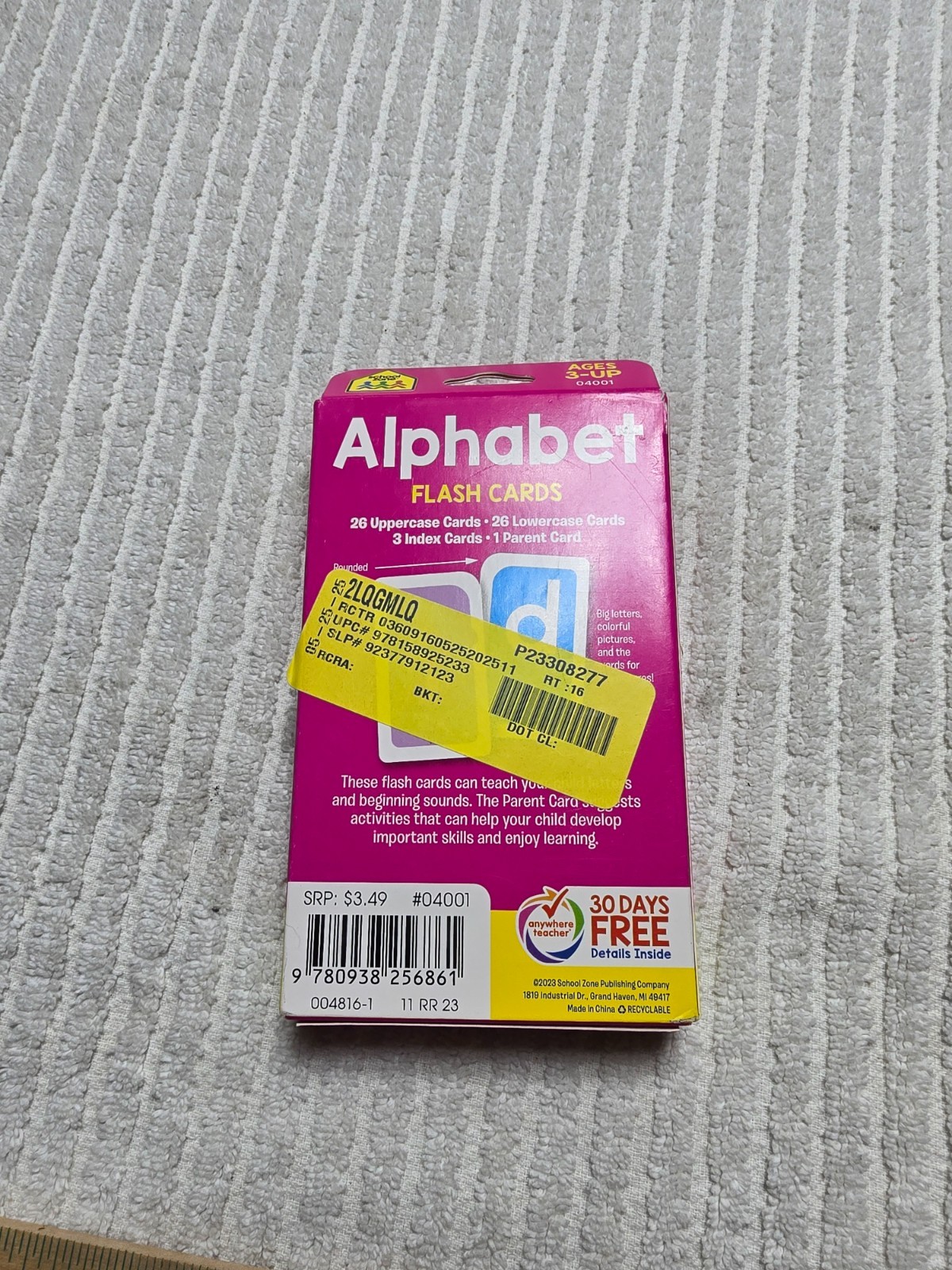 School Zone Alphabet Flash Cards: Colorful Learning for Preschool & Toddlers (A