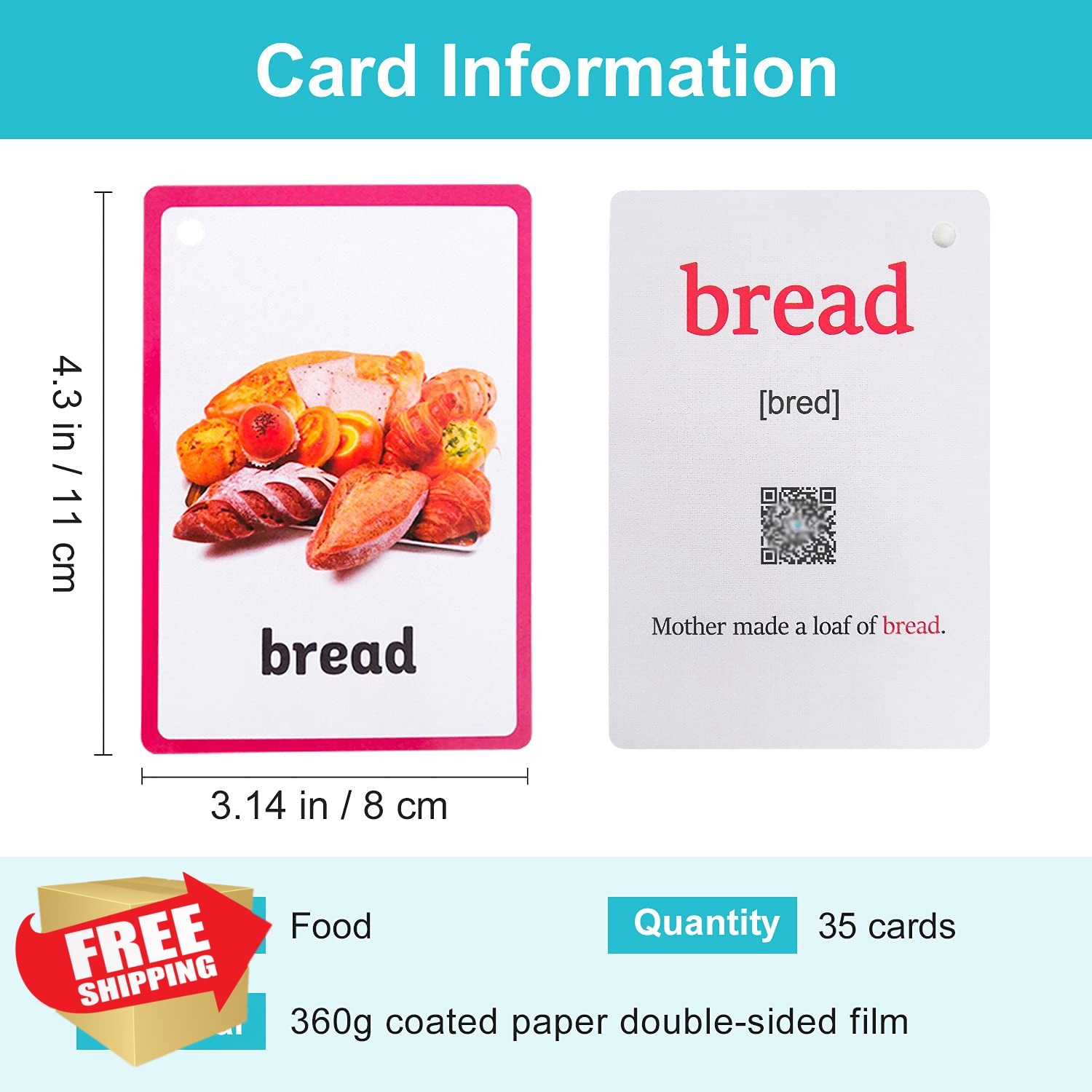 Lilias Food Flash Cards Toddler Preschool Learning Toy 35 Cards