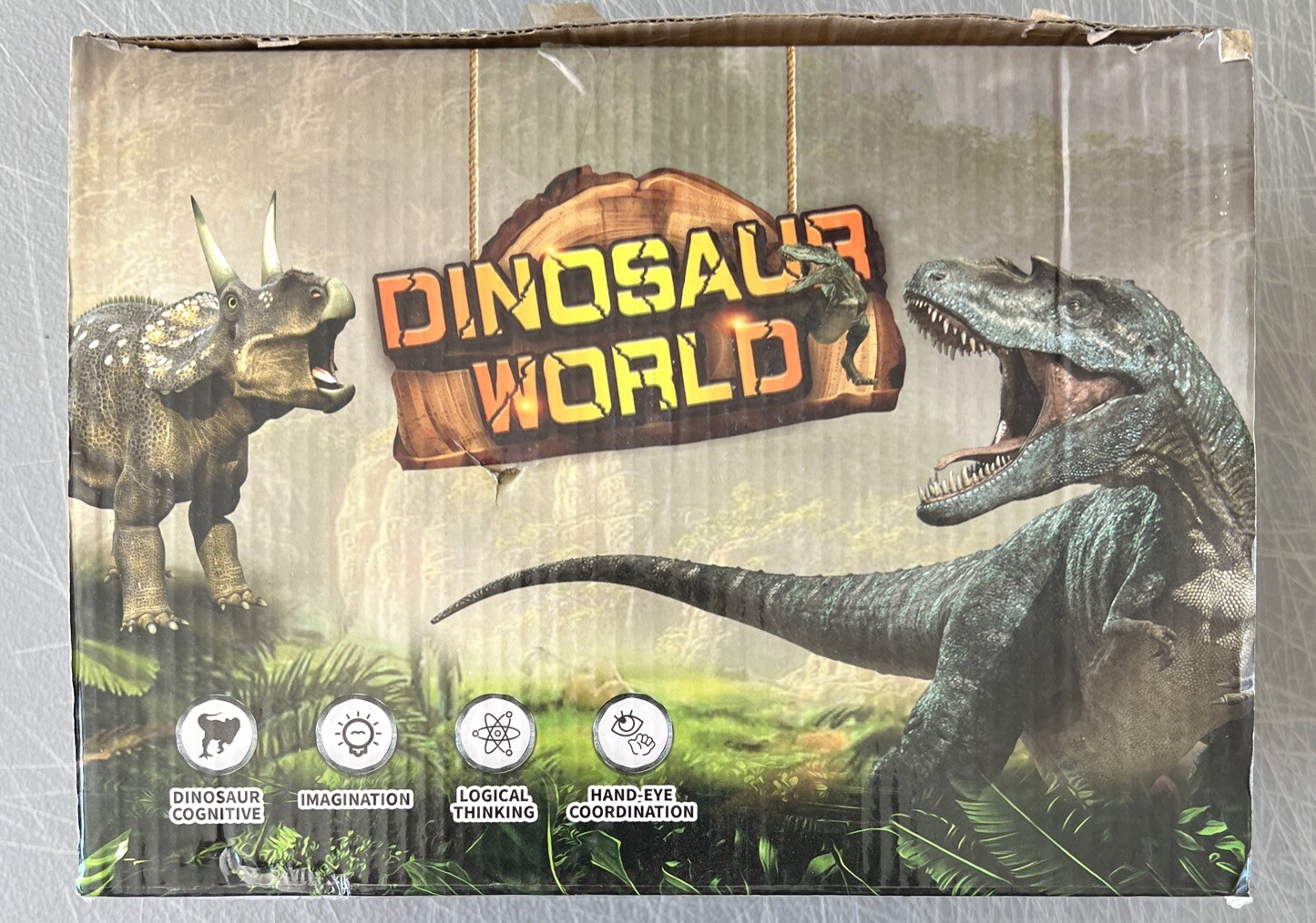 Dinosaur World Toy Set OleFun 10 Medium Dinosaurs In Storage Case Ages 3+