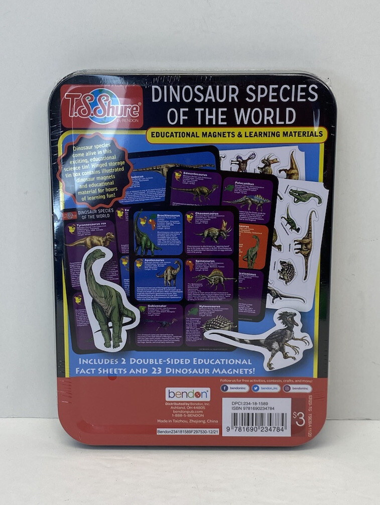 Dinosaur Species Of The World T.S.Shure Bendon Educational Magnets/ Learn STEM