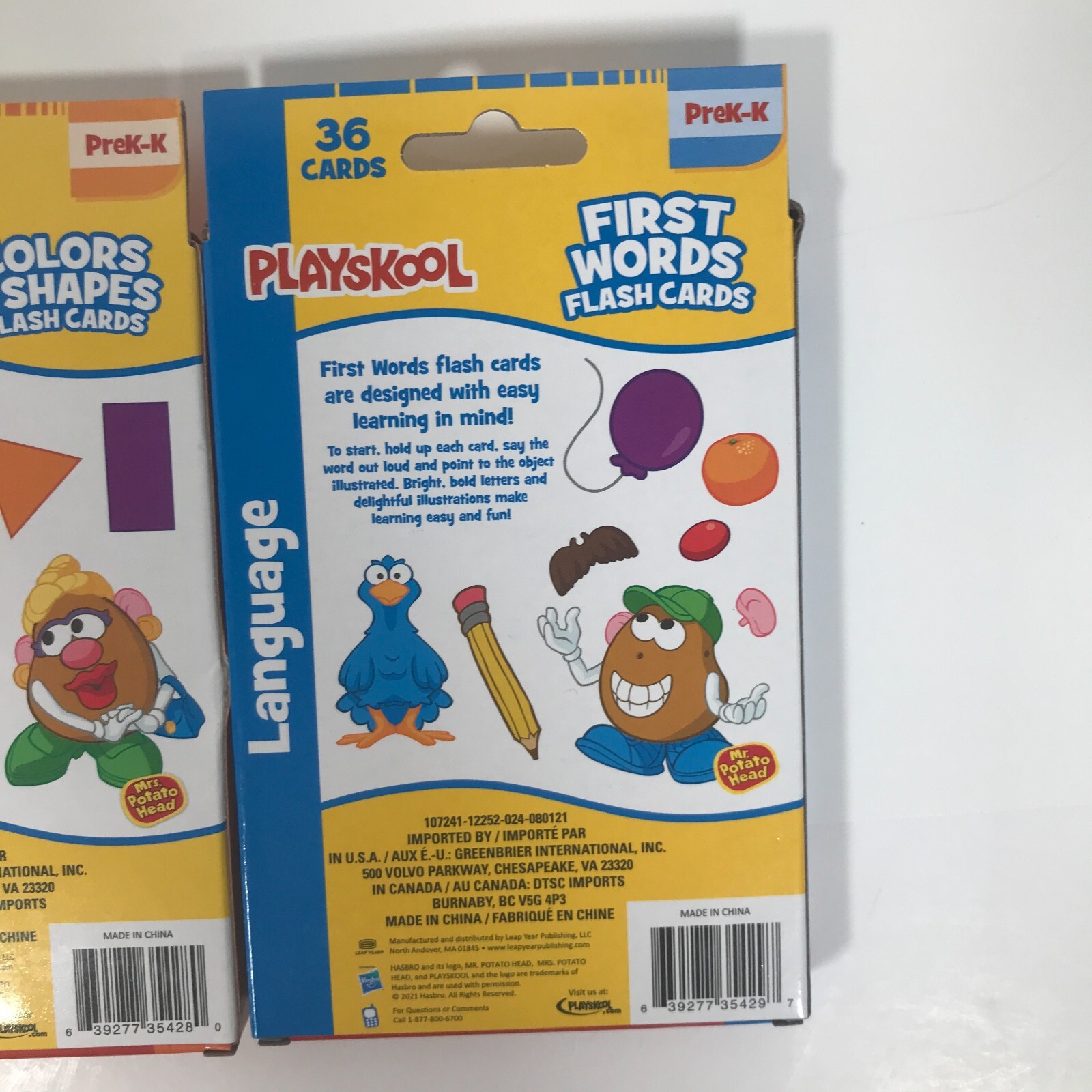Playskool PreK-K First Words/Colors & Shapes/Numbers Flash Cards 3×36 Cards