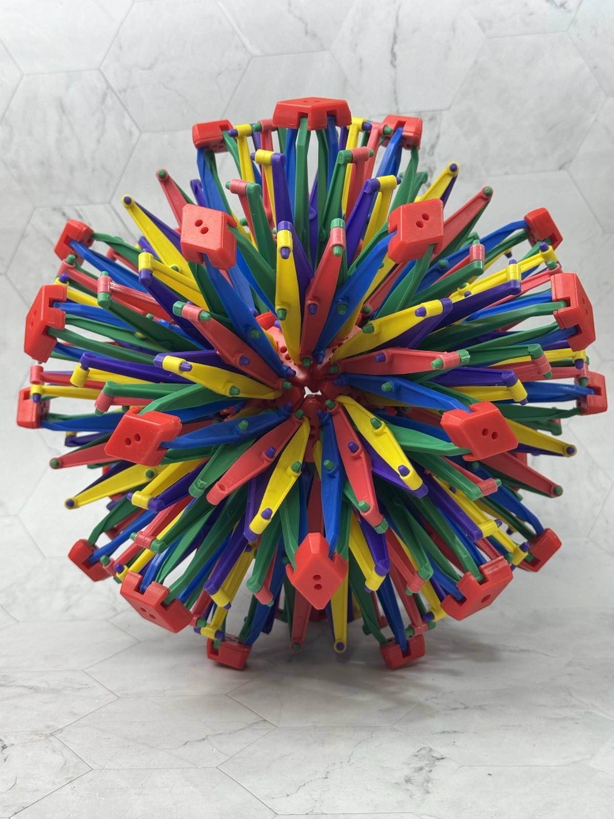 Vintage 90’s Charles Hoberman Expandable Sphere 10″ to 30” Toy Ball Retro Colors