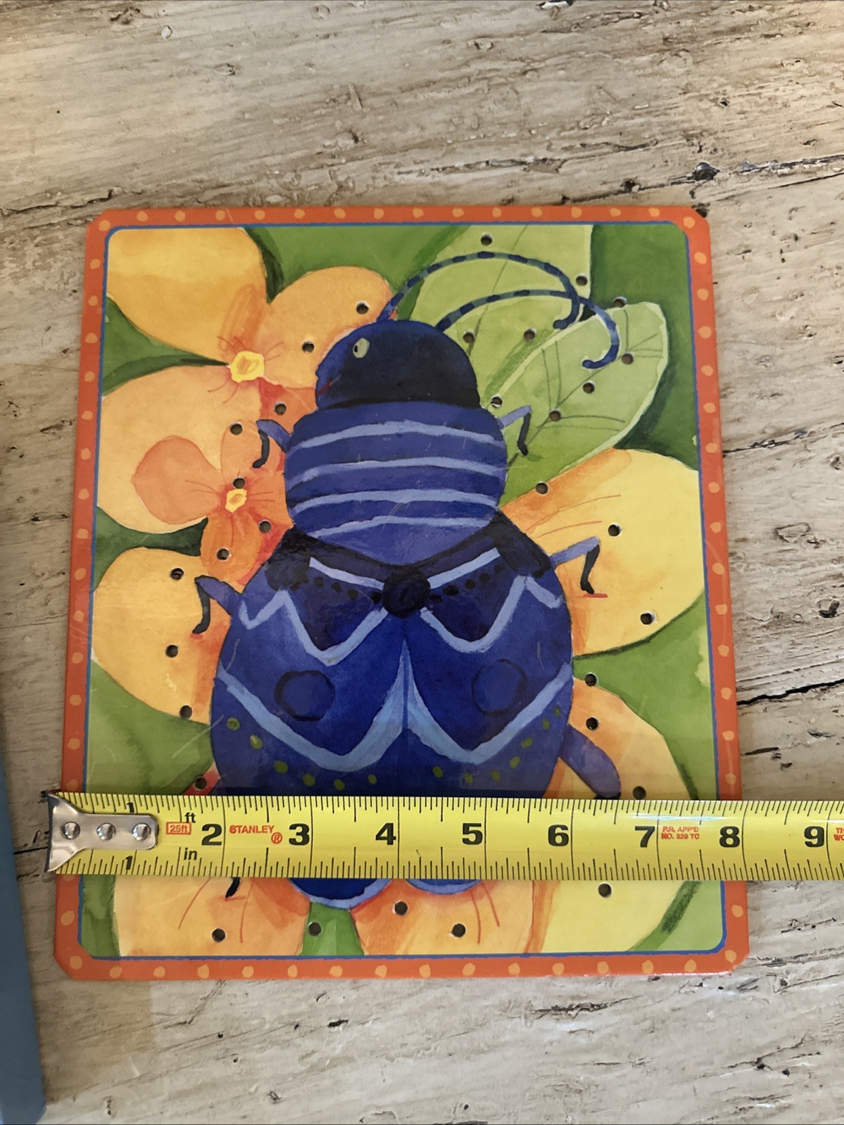 Vintage 2004 eeBoo More Friendly Bugs Lacing Sewing Cards 5 Cards & Laces