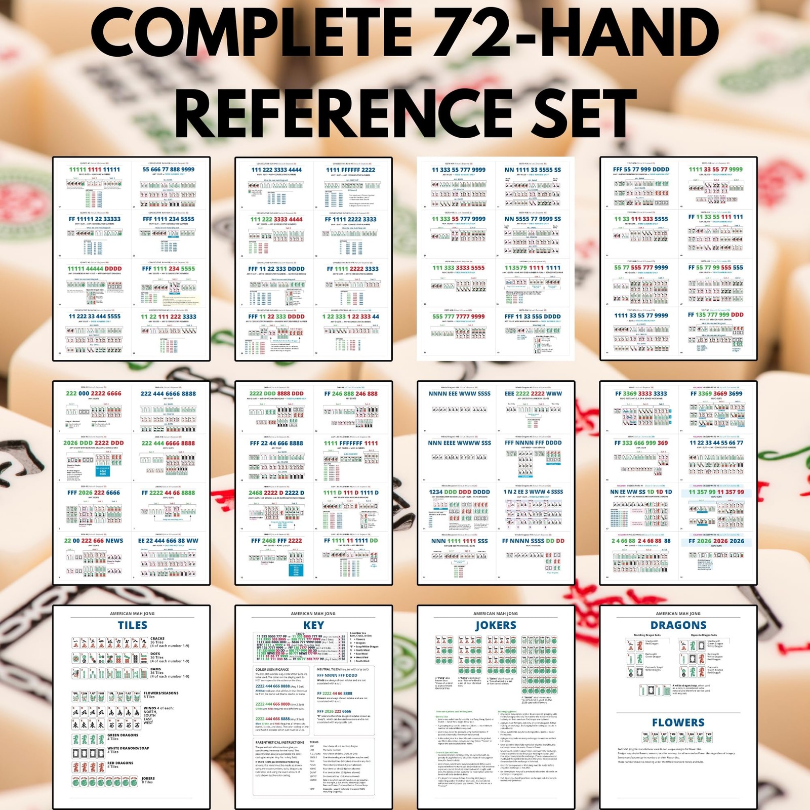 Mah Jongg Cards 2026 Visual Reference 72 Hands Learning Aid