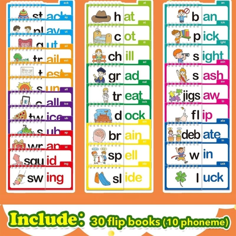 30pcs Letter Sounds Flash Cards Flip Books To Boost Preschoolers Reading Skills