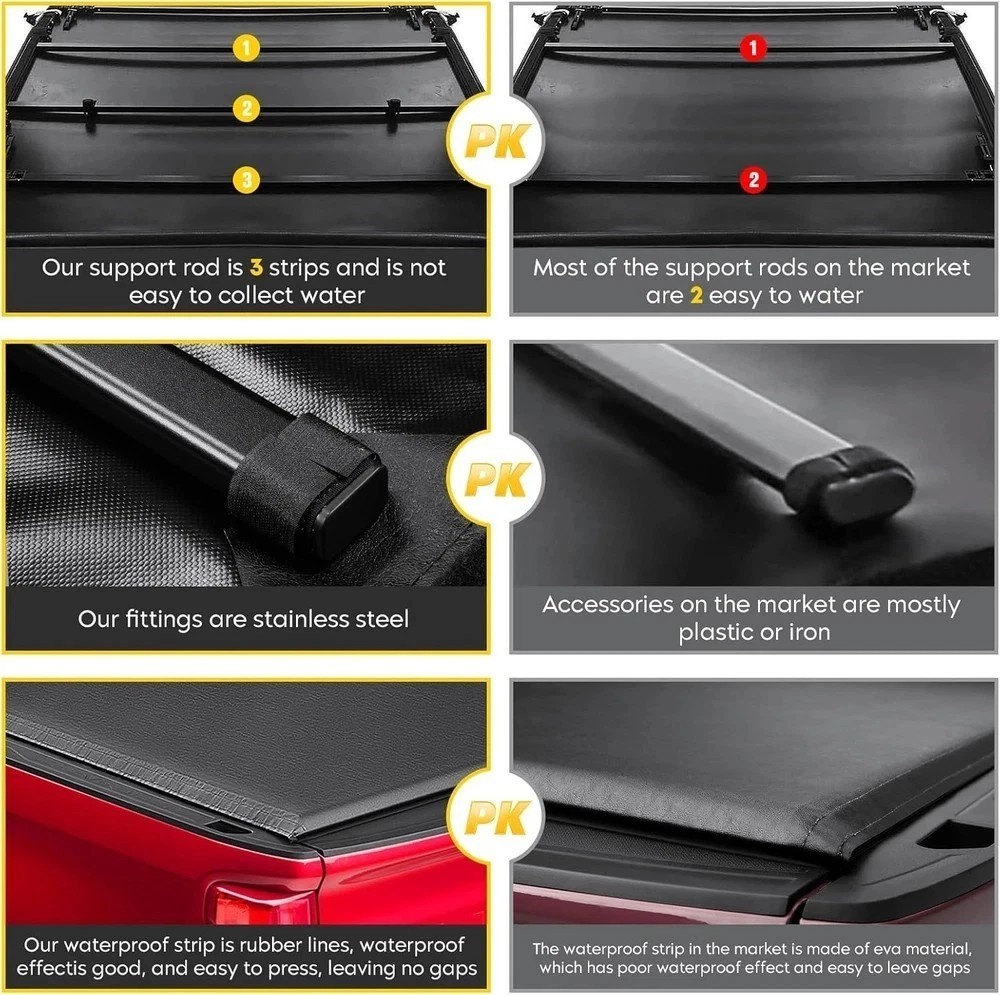 Soft Roll Up Truck Tonneau Bed Cover Fits for Chevy Silverado/GMC Sierra 2500HD