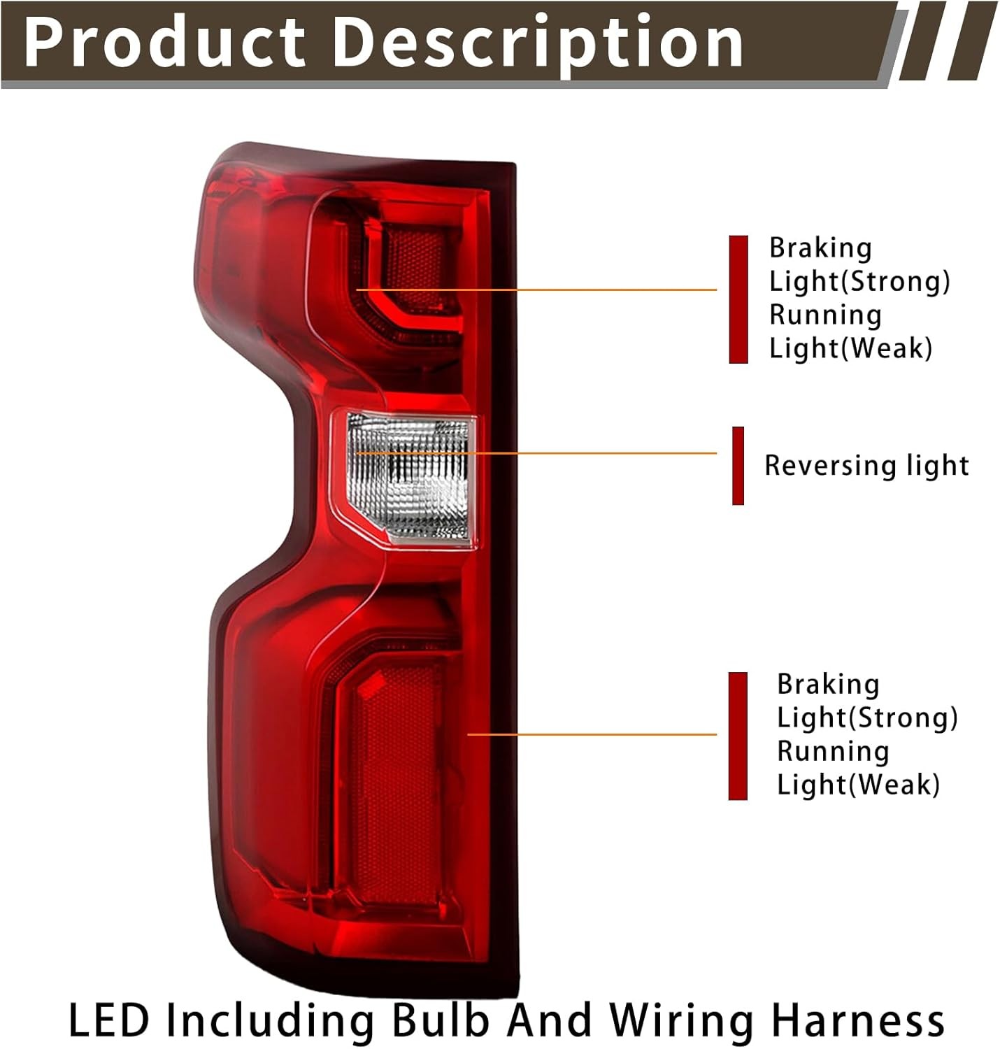 Left LED Tail Lamp for Chevy Silverado 2019-2023