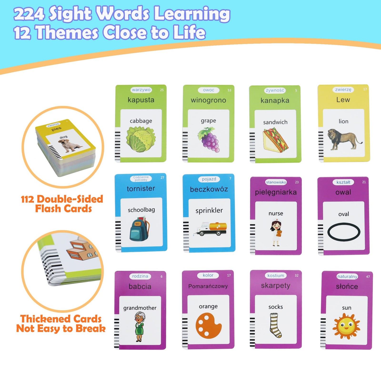 Mayaphilos 224 Sight Words Polish And English Talking Flash Cards Fun Polish