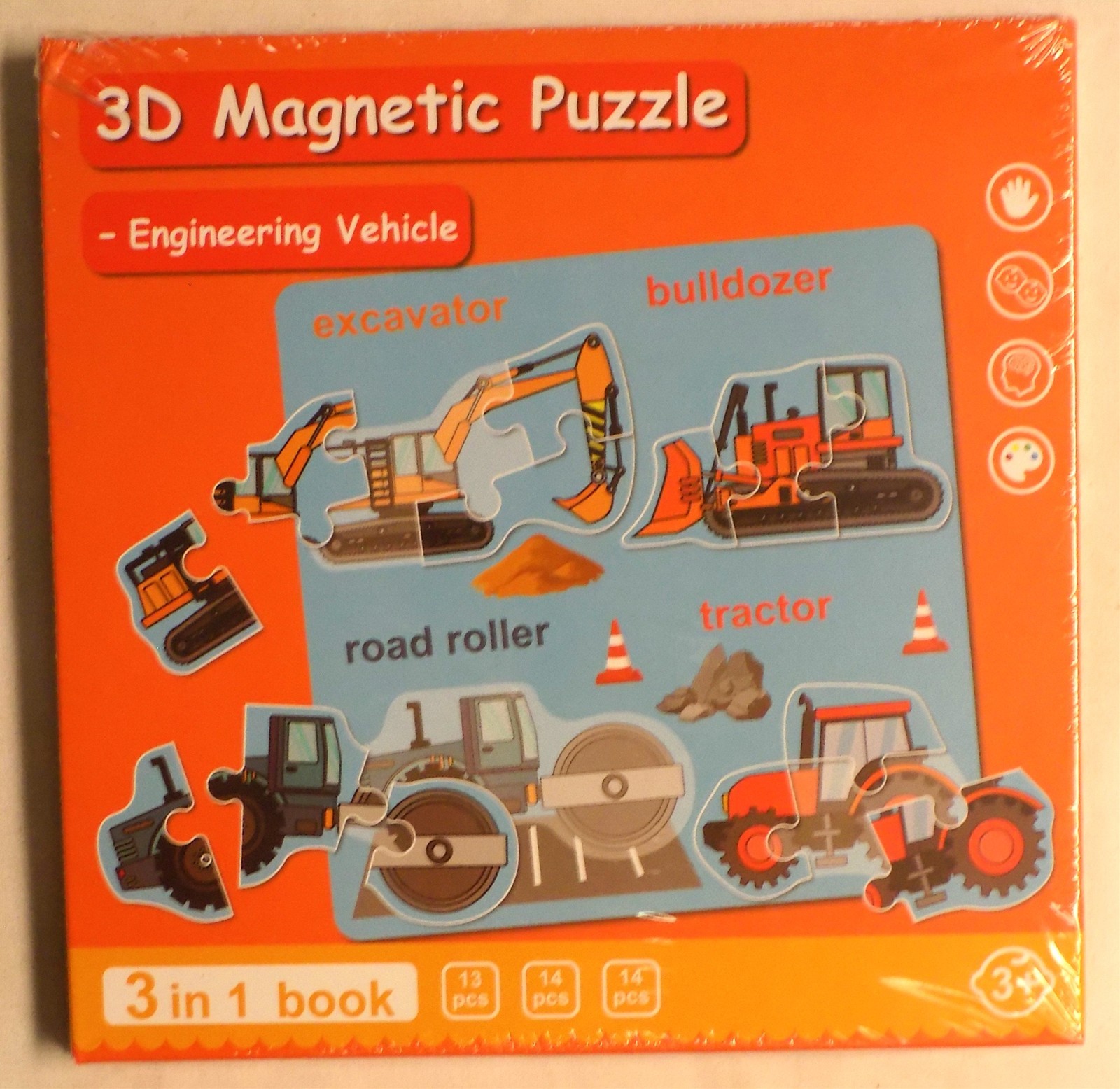 LOT OF 2 Magnetic Puzzle Magnetic Fraction Playbook & 3D Magnetic Puzzle 3 in 1
