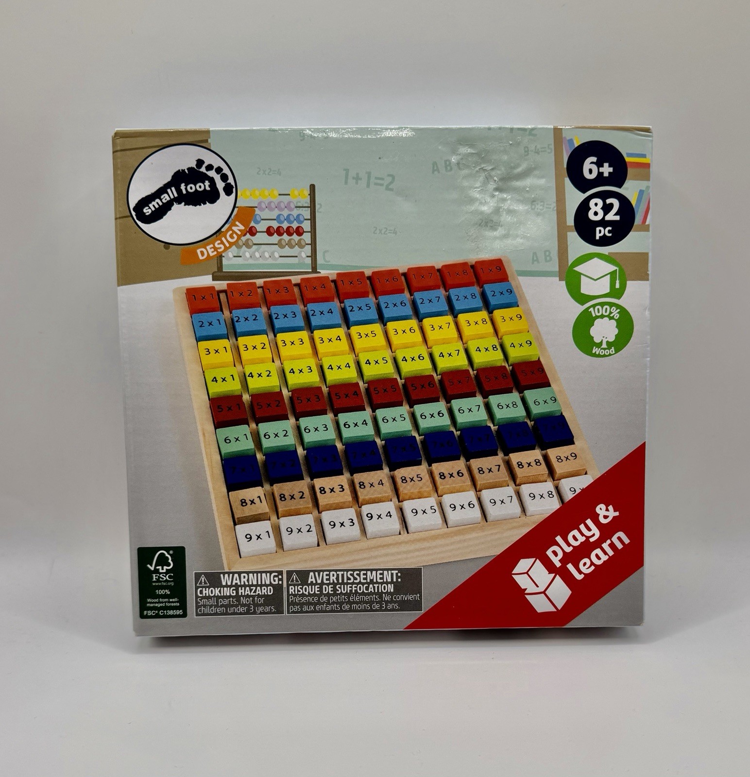 SMALL FOOT 11163 Colorful 1×1 “Educate” made of wood, with 81 number cubes NEW