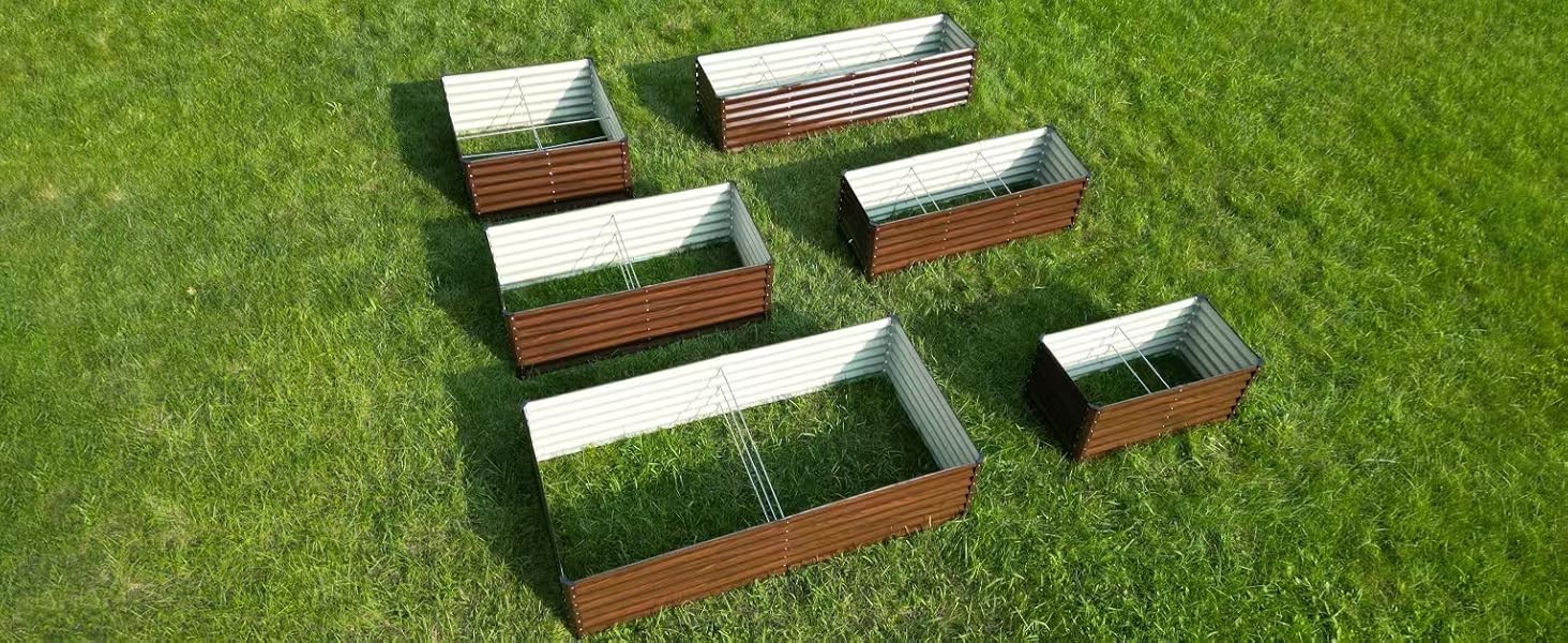 2-Pack 4x2x2FT Galvanized Raised Garden Bed Kit, Metal Planter Box for Planting