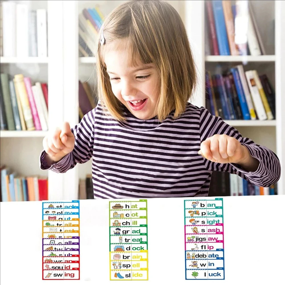 30 Read and Rhyme Flip Books,ABC Word Vocabulary Families Flash Cards