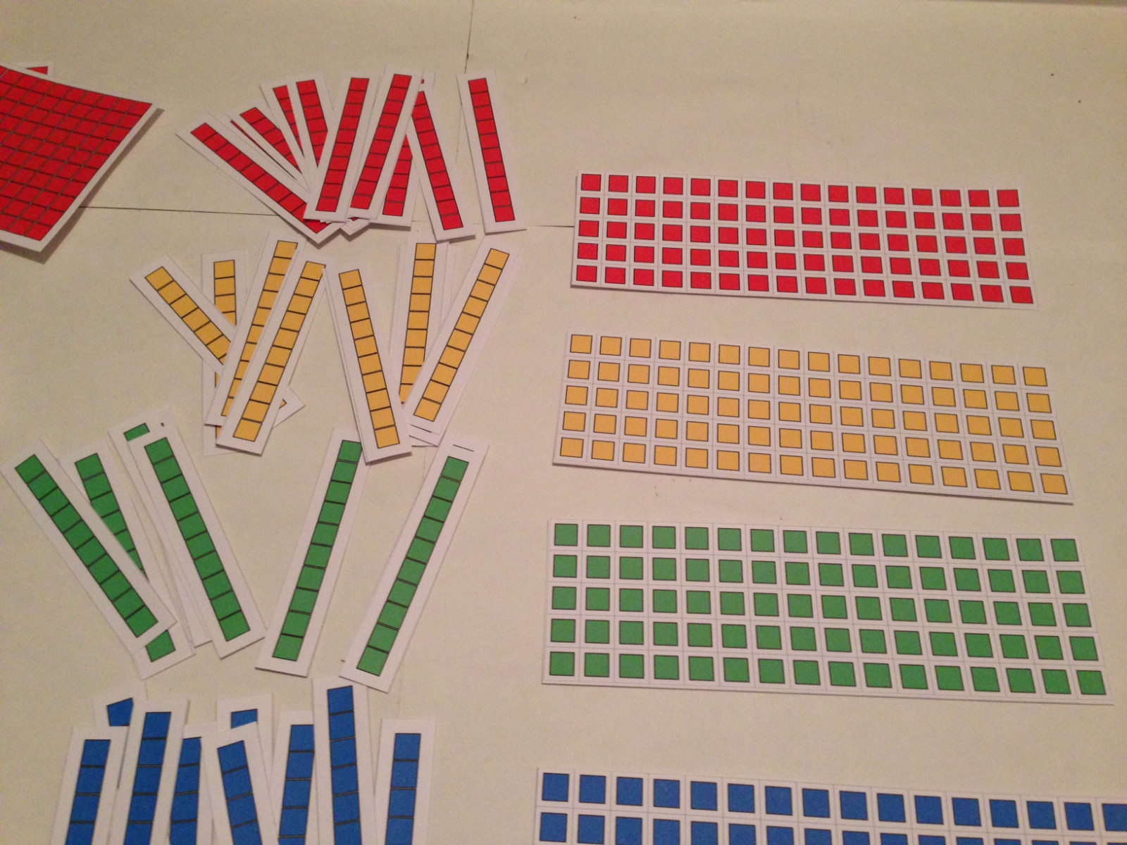 Multi colored – Base 10 Student Counter set – Laminated Cards Set
