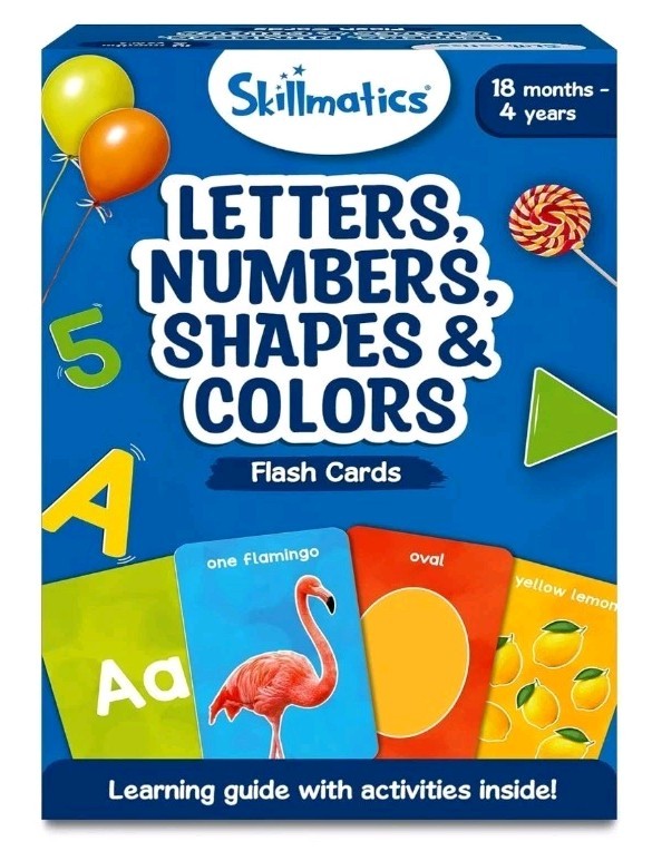 Skillmatics Thick Flash Cards for Toddlers – Letters, Numbers, Shapes & Colors