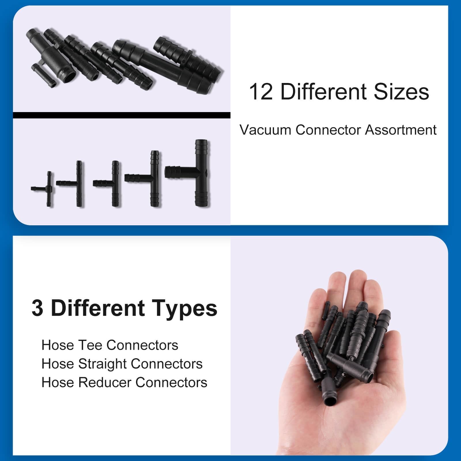 Automotive Vacuum Connector Assortment 105PCS 1/8″ to 3/8″ Tubing Set