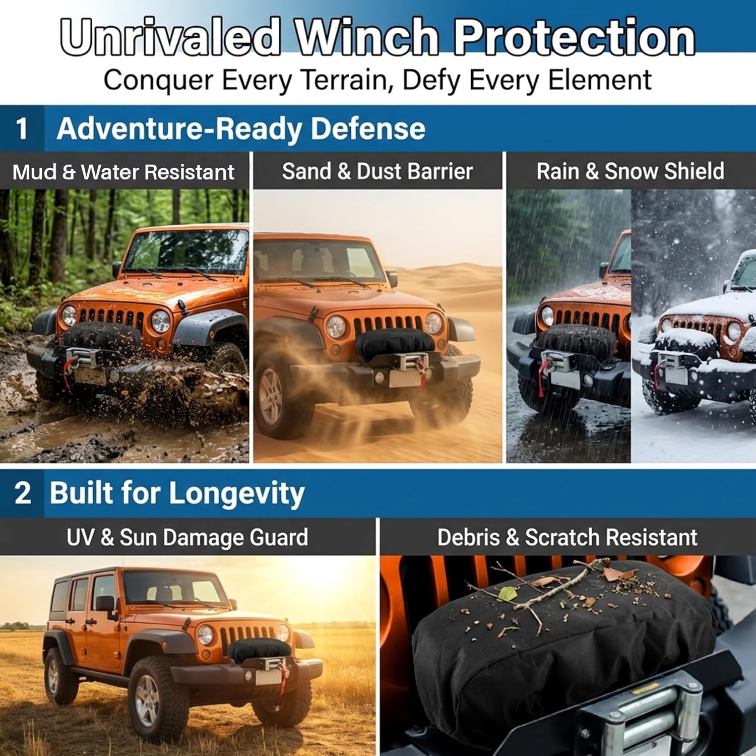 Winch Cover Waterproof Heavy Duty Dust-Proof Protective Boat Trailer ATV UTV