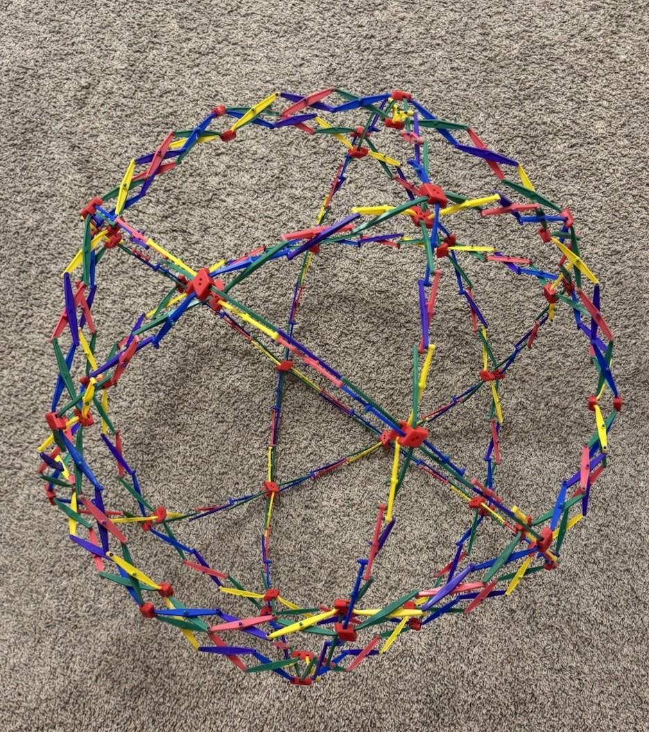 Vintage 90’s Charles Hoberman Expandable Sphere 10″ to 30” Toy Ball Retro Colors